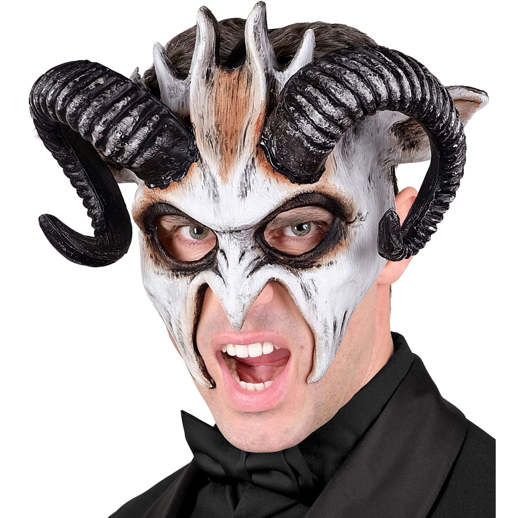 W WIDMANN MILANO Party Fashion - maska na oczy z rogami dla dorosłych, maska szamana, akcesoria na Halloween, karnawał