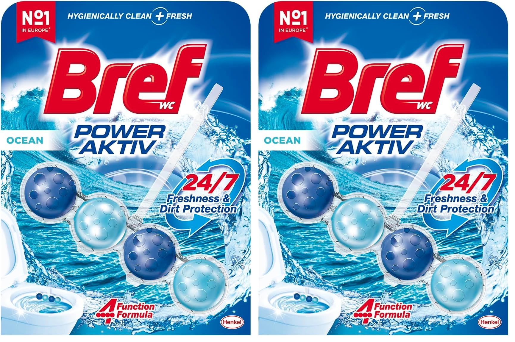 Bref WC Power Aktiv Okyanus Kokulu Klozet Temizleme Topları, 1 x 1 Adet, Okyanus 1, Tekli 2li paket