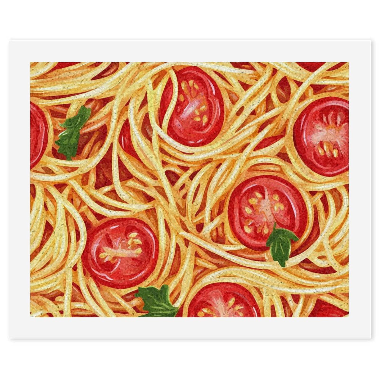 Lustiges Malen nach Zahlen für Erwachsene, Motiv: Spaghetti, Nudeln, Tomatensauce, Baumwolle, digitales Ölgemälde, Heimdekoration, Geschenk, 60 x 75 cm