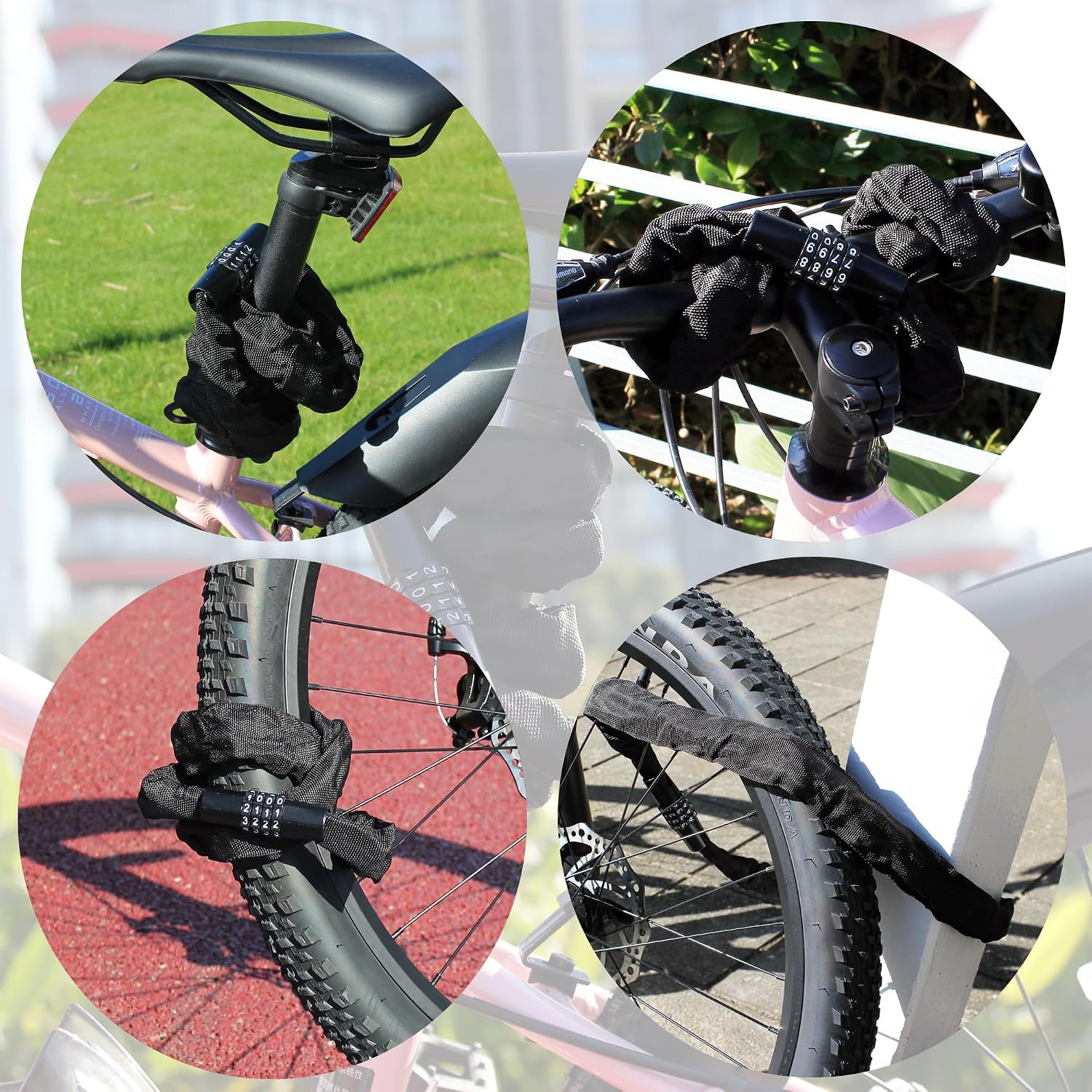 2-in-1 Set, Bicycle Password Chain Lock and Bicycle Cup Holder, high Security Anti-Theft Bicycle Chain Lock and Water Bottle Holder with Phone Key Holder. image 4