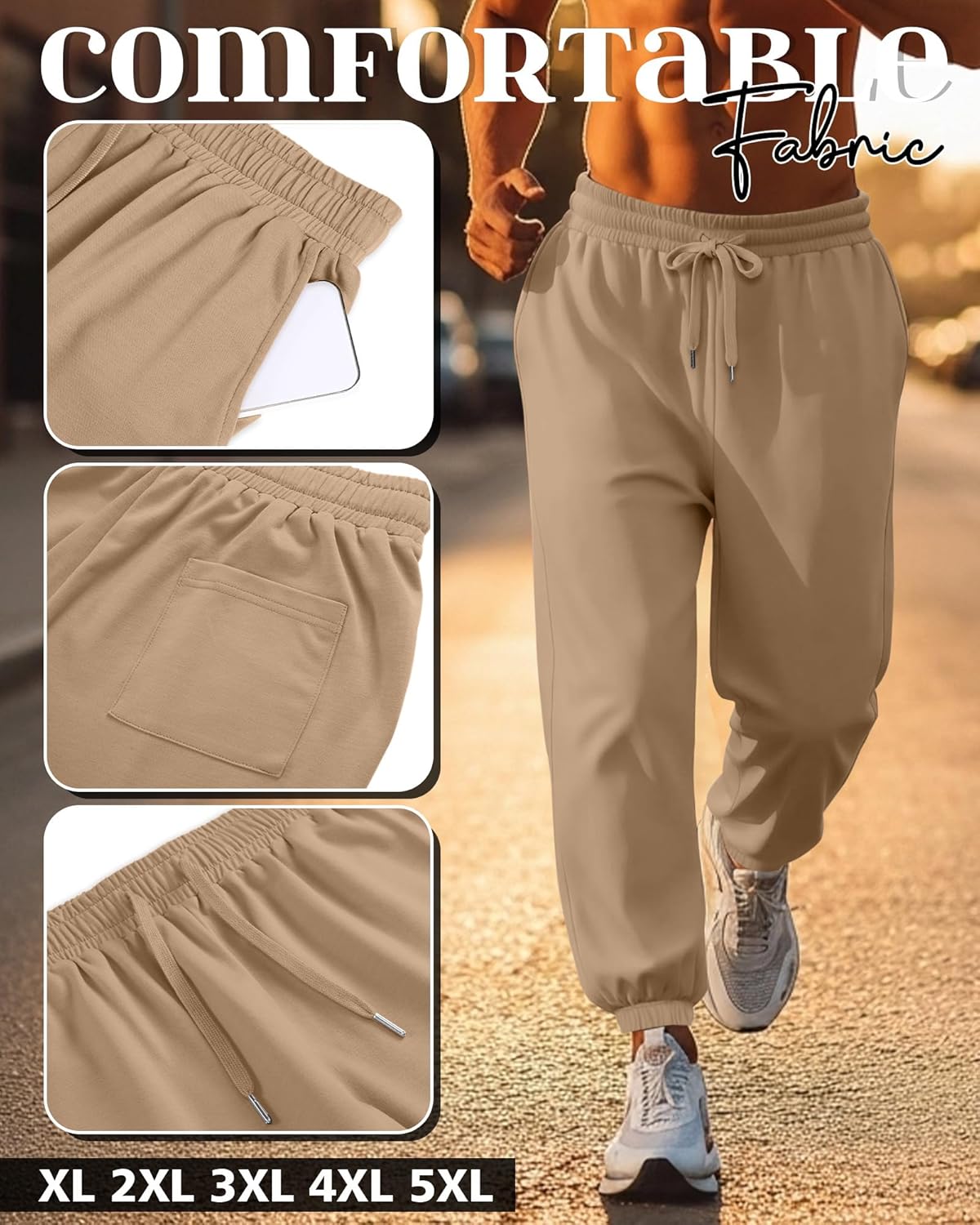 4 Pack Men’s Big and Tall Sweatpants Drawstring Loose Joggers Casual Elastic Waist Athletic Pants with Pockets - Image 5