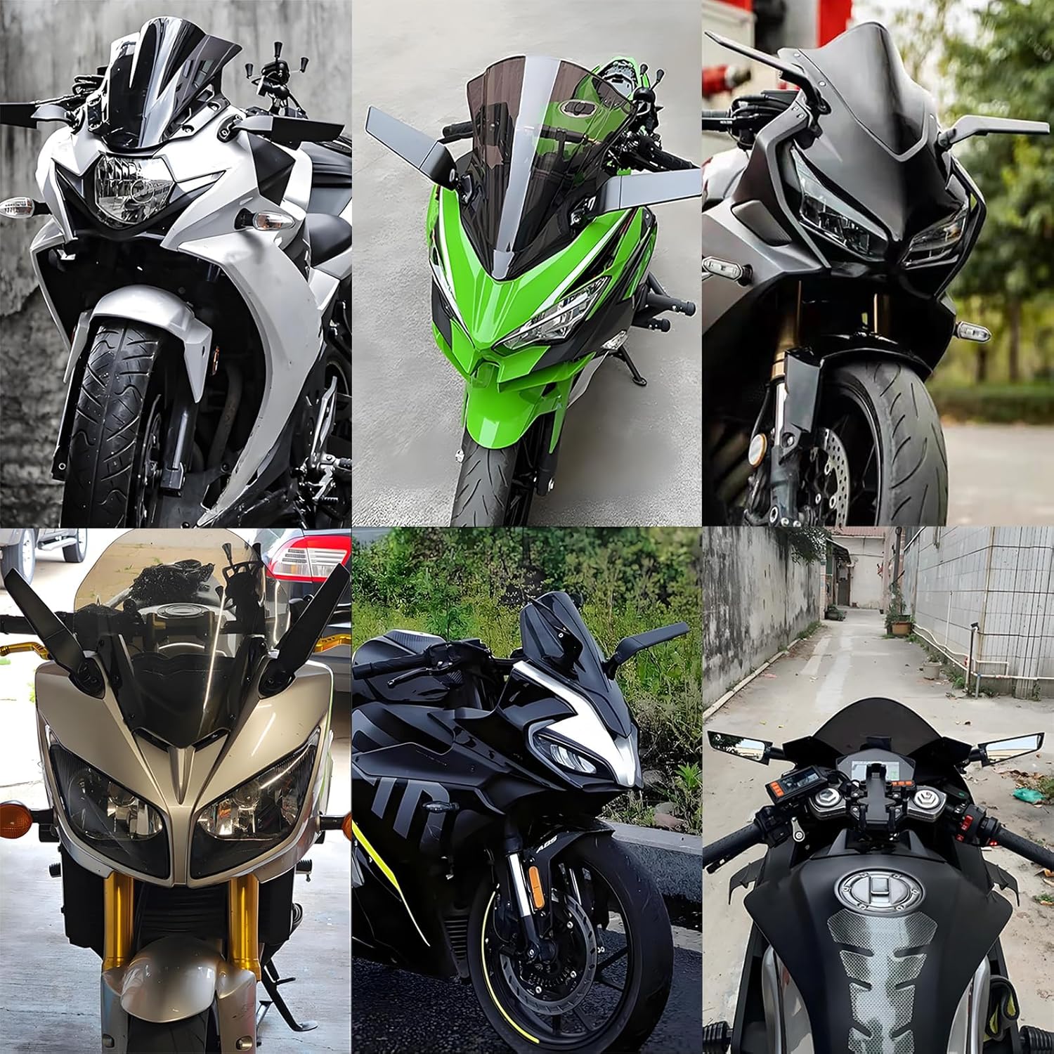 Motorcycle Rear View Mirrors, 360° Rotating Stealth Mirror, Adjustable Side Mirrors, for Honda CBR300R CBR500R CBR600RR CBR1000RR, Kawasaki Ninja 300 400 650, Suzuki GSXR 600 750 1000, Yamaha, Ducati