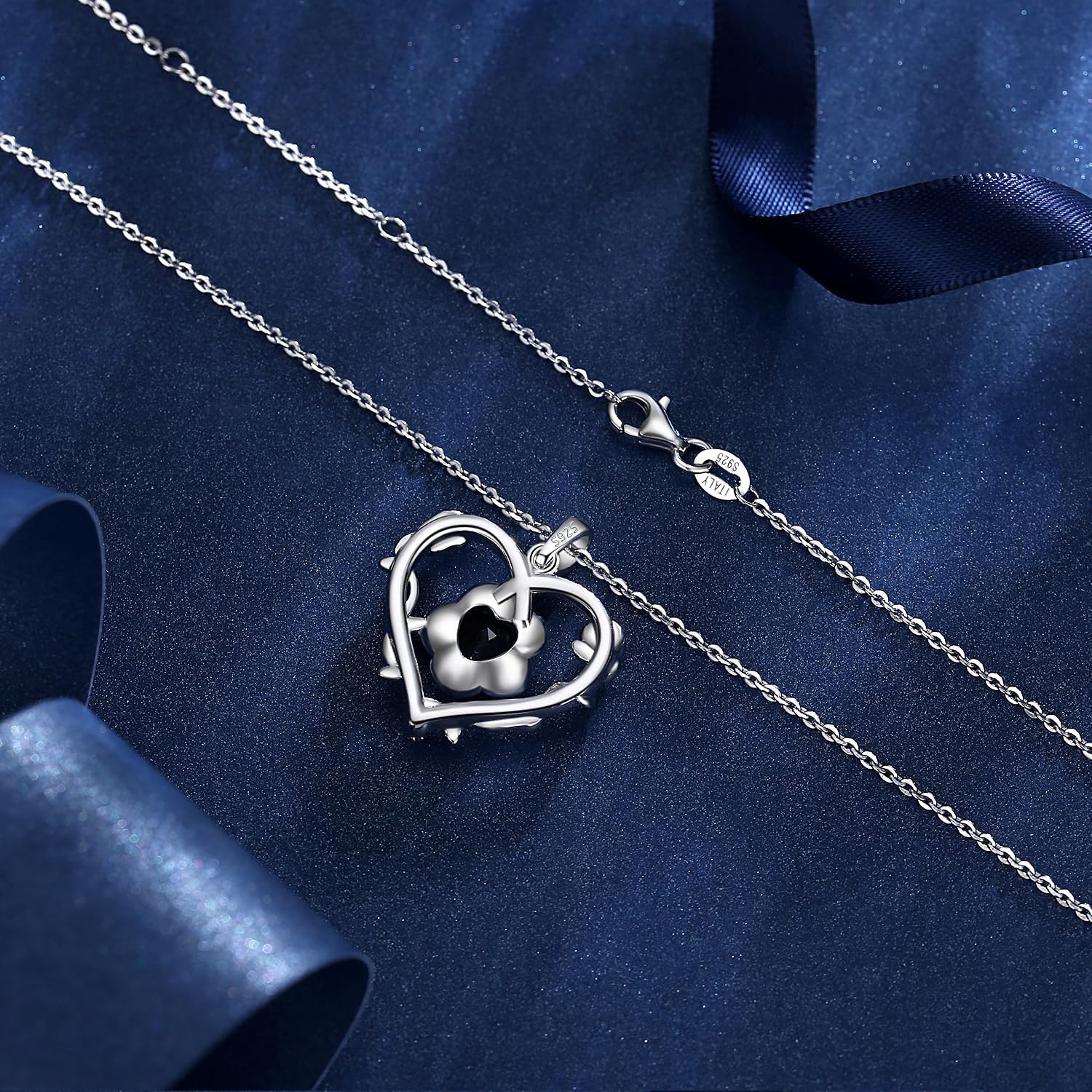 AGVANA November Birthstone Jewelry Citrine Necklace for Women Sterling Silver Heart Rose Flower Pendant Necklace Anniversary Birthday Gifts for Women Mom Wife Her