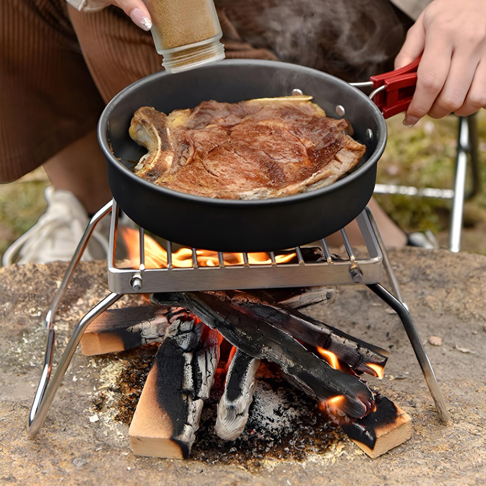 SODIAL-Gril De Barbecue ExtéRieur Portable Pliable En Acier Inoxydable