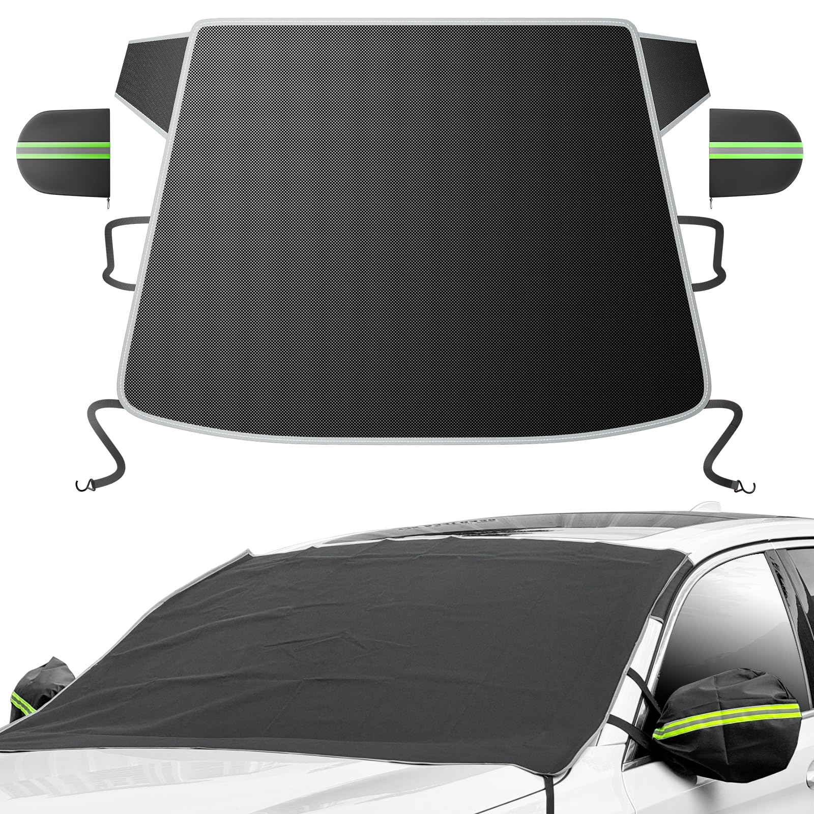 DMJN 2026 Upgraded Windshield Cover for Ice and Snow Full Coverage Winter Protection -Heavy Duty Car Snow Cover