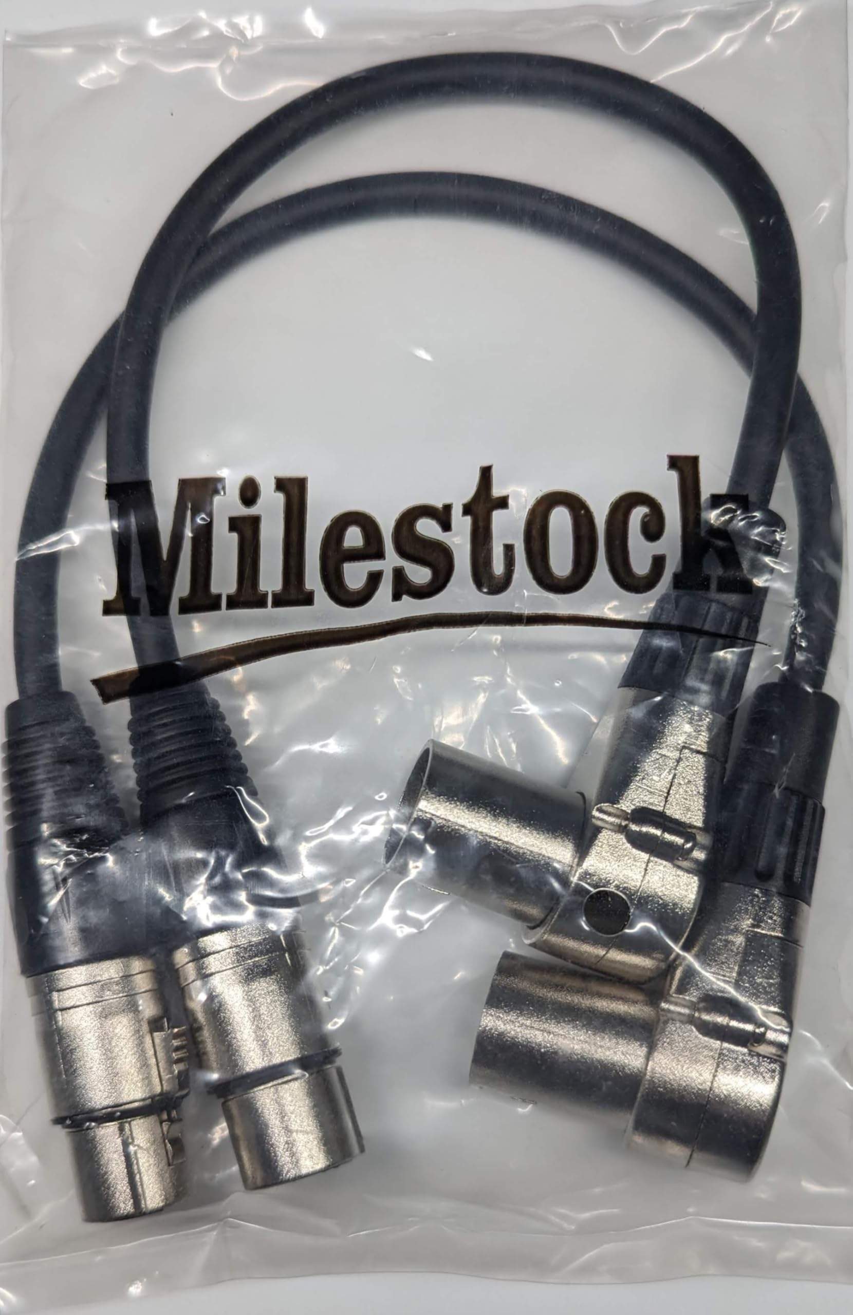 Cable XLR macho en ángulo recto a XLR hembra recto, 3 pines a 3 pines, paquete de 2, 3 pies