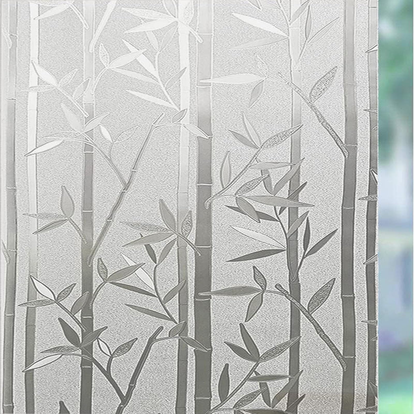 Frosted Window Film 40 x 400 cm(16 x 157inch) Sun Blocker Heat Reducing Easy Removal Privacy Frosted Window Film Out Frosted Window Film for Home, Bamboo