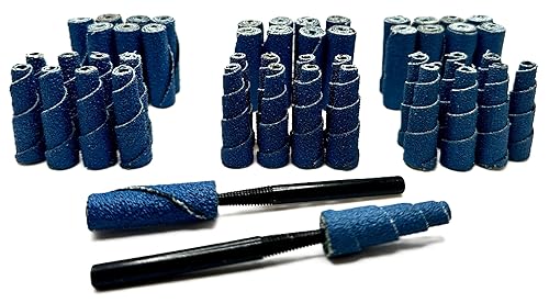 Kit de lijadora de rollo en espiral de 50 piezas con cartucho abrasivo de circonia, mini cono y cilindro para metal, madera, acero inoxidable,