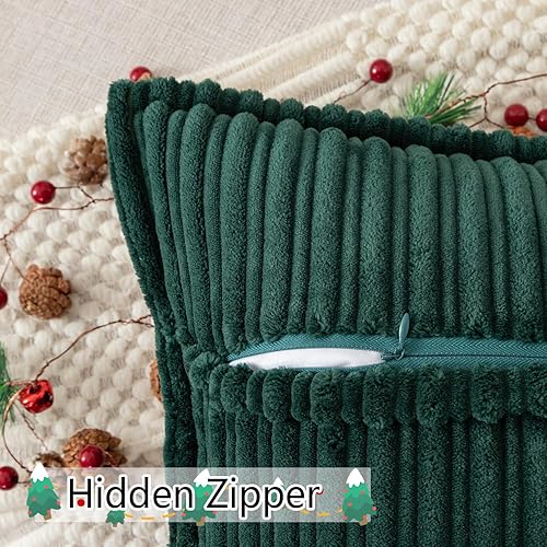 Miniatura 3 de UGASA - Juego de 2 fundas de almohada de pana súper suaves con textura de rayas de Navidad, fundas de cojín decorativas con costado ancho para casa