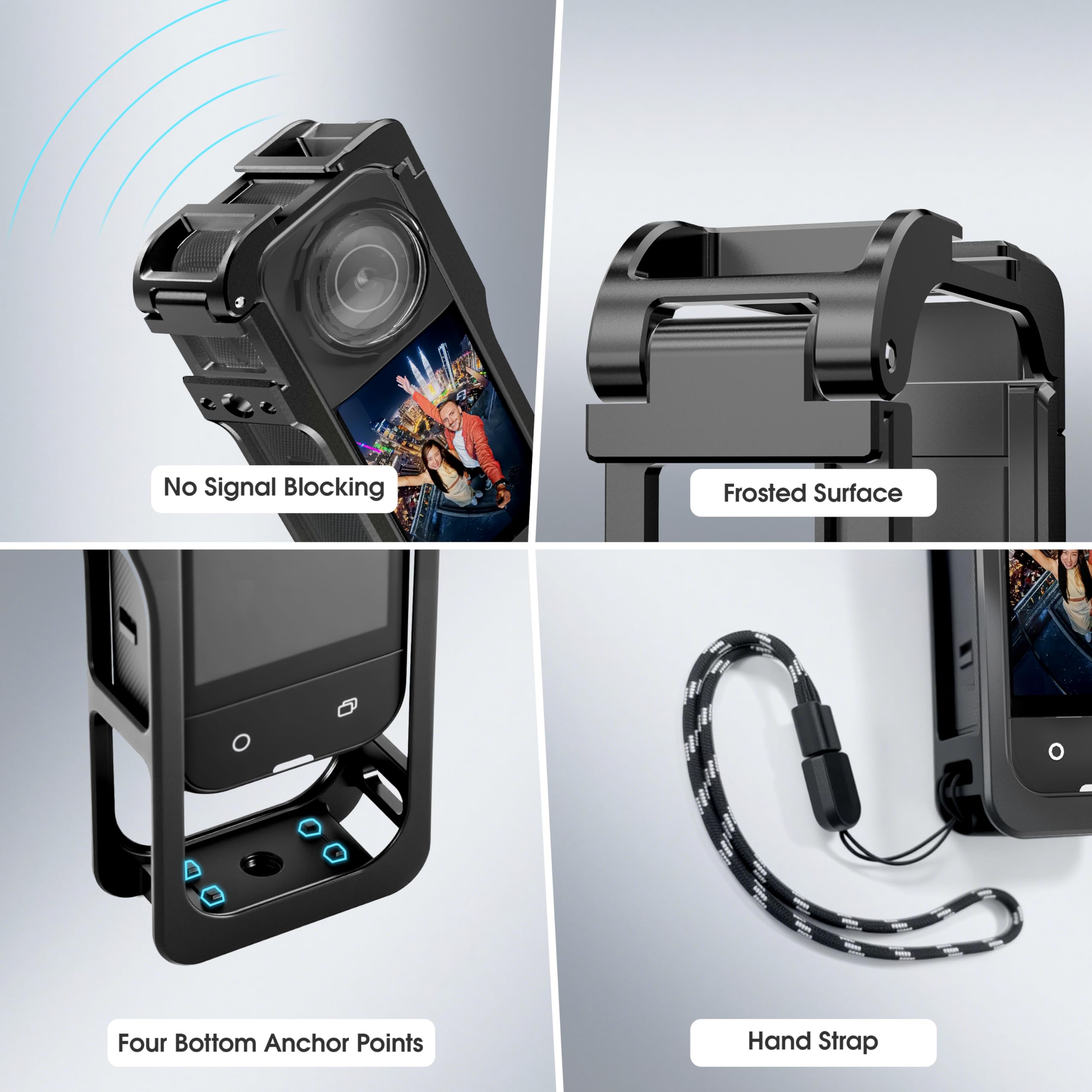 Marco de utilidad para Insta360 X5, carcasa metálica para accesorios Insta 360 X5, jaula protectora con tapa de lente de silicona, agujeros roscados de 1/4" y zapatos fríos, diseño de liberación