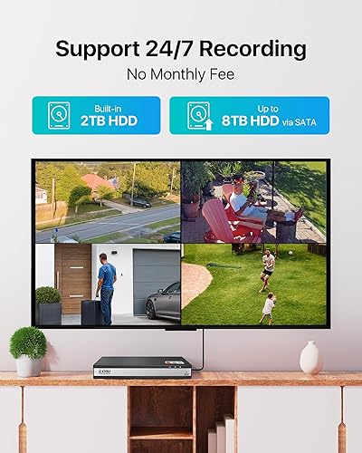 Miniatura 5 de ZOSI- Sistema de cámara de seg. pel hogar 16 canales 1080P, H.265+ CCTV DVR 16 canales 1080P cdisco duro de 2TB pgrabación 247, 8 cámaras de vig