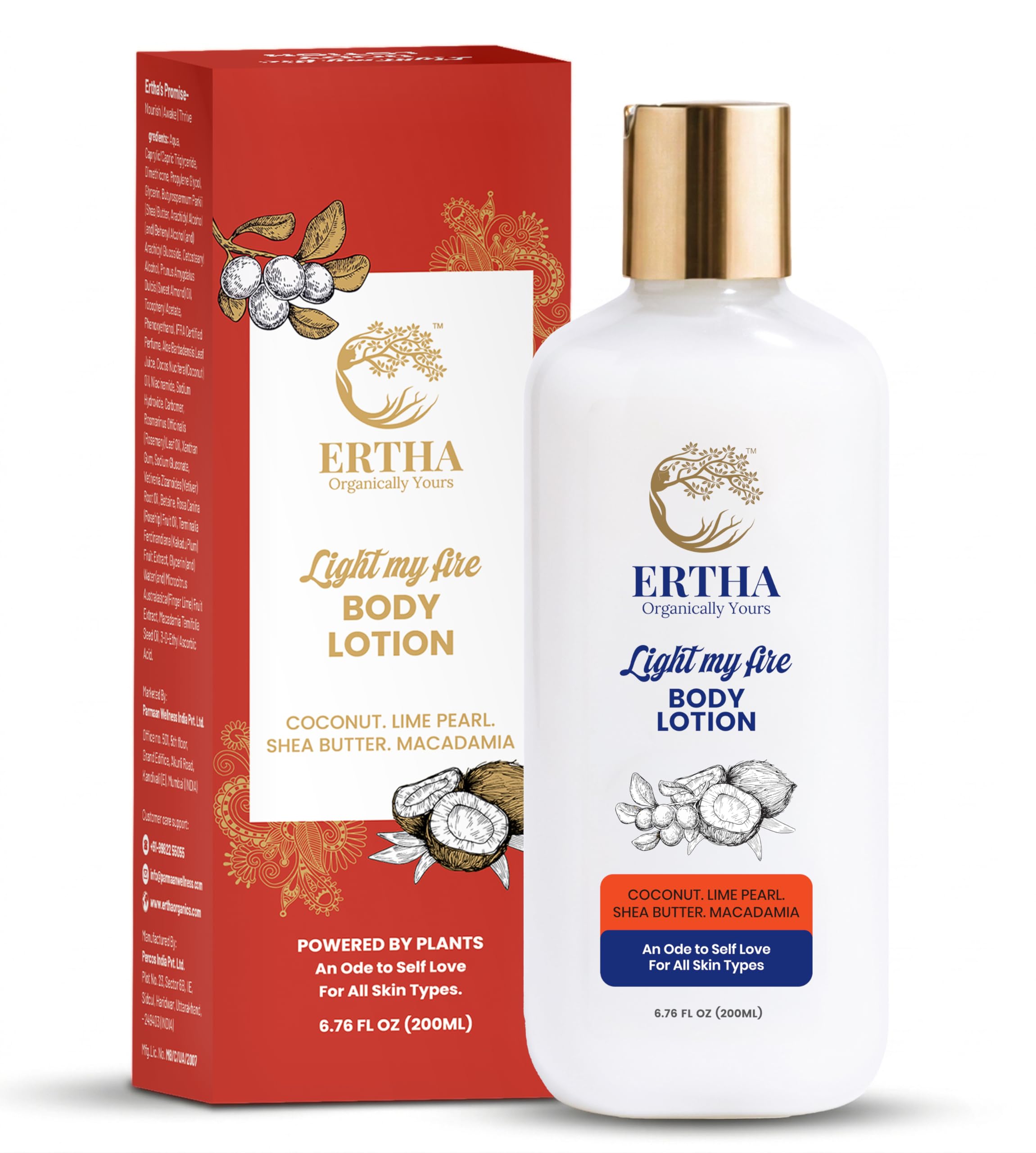 ERTHA Organically Yours Light My Fire Body Lotion with Coconut Lime Pearl Macadamia and Shea Butter Moisturizing Lotion for Smooth Skin Texture | Light Moisturising, Non-Greasy Formula - 100ml-image-22