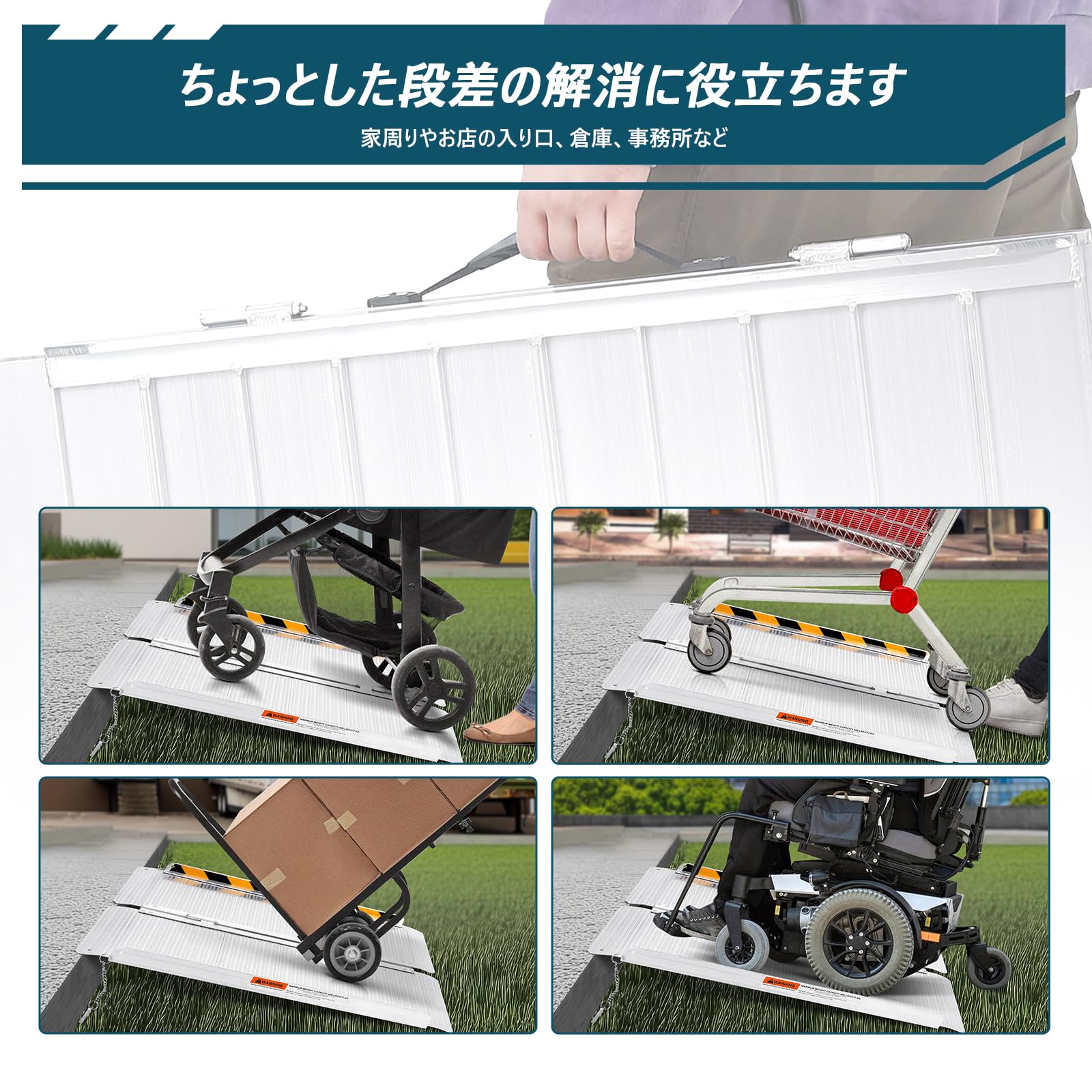 Amazon.co.jp: 車椅子 スロープ 2本セット 折りたたみ アルミスロープ