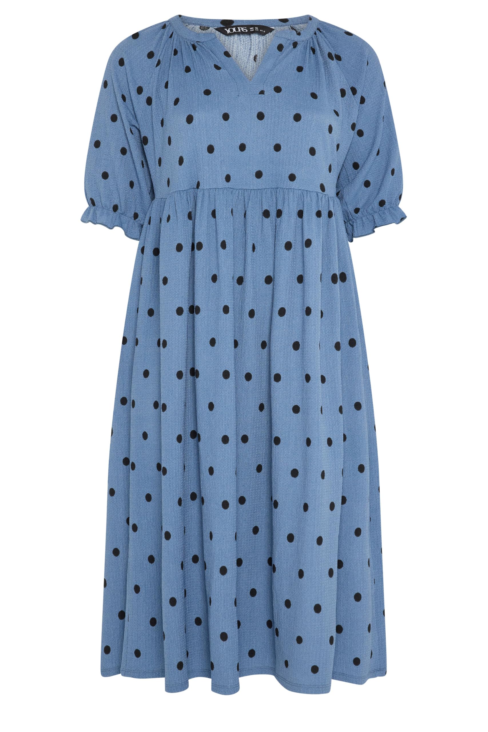 Yours Women's Notch Neck Spot Maxi Dress in Blue | Size: 22-24