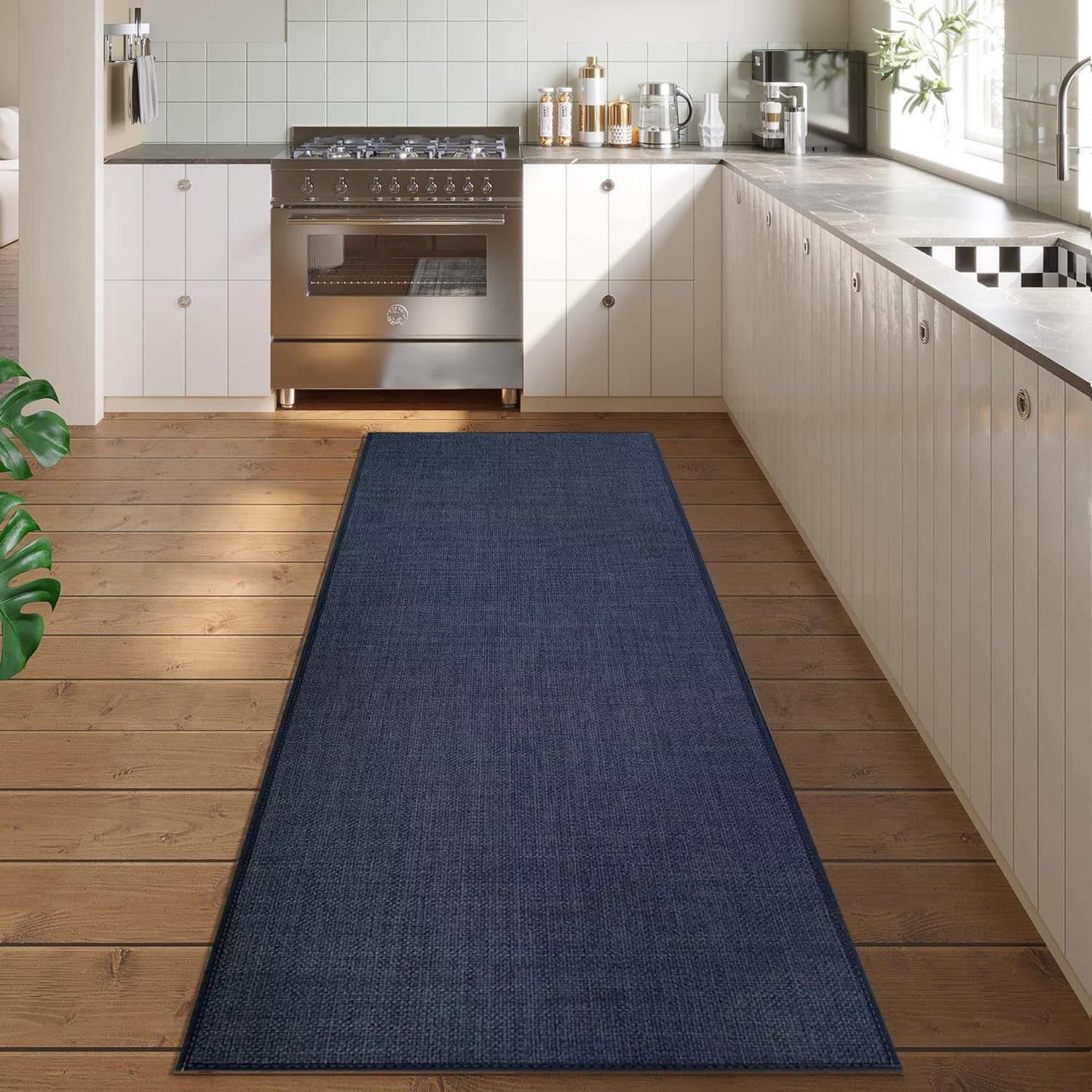 Tapis de bain antidérapant bleu pour sortie de douche et baignoire familiale