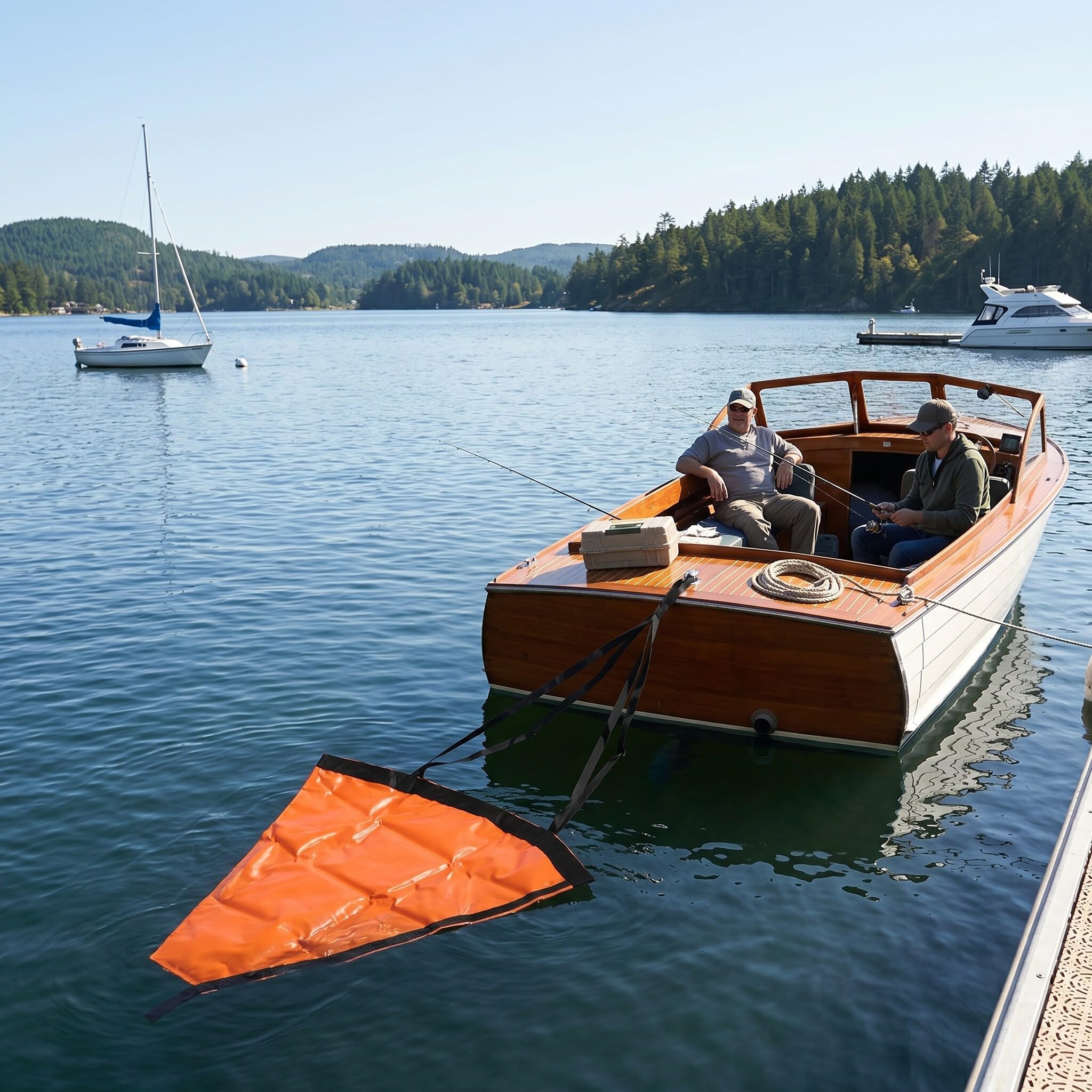 Driftsocke, Drogue Orange Marine Anchor Tragbar, Gut Sichtbar für Marineboote (32 Zoll, passend für 16-20-Fuß-Boote)