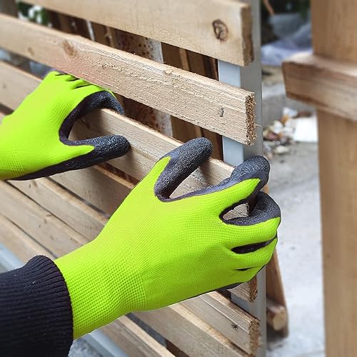 Miniatura 4 de Evridwear Guantes de trabajo de seguridad con revestimiento a mano de látex arrugado para hombres y mujeres, uso general, multiusos, construcción,