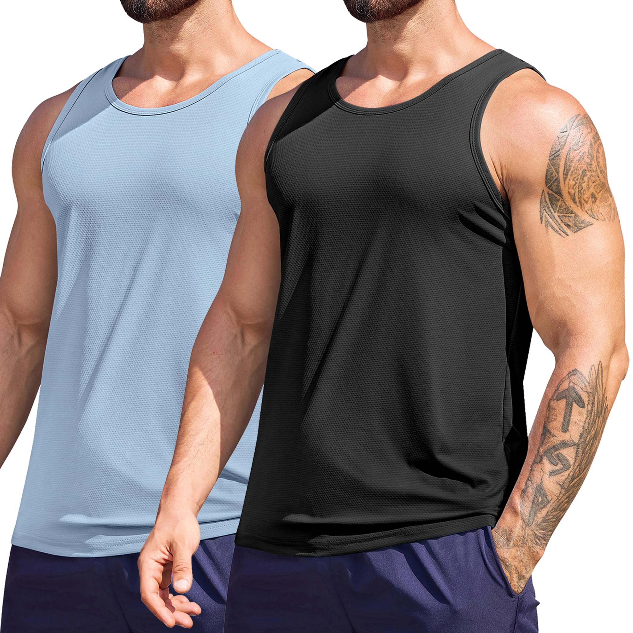 COOFANDY Tank Top Herren 2/3er Pack Ärmellose Shirts Muskelshirts Fitness Achselshirts Schnelltrocknende Gym Training Tanktops Männer Sommer Laufshirt Muscle Shirt