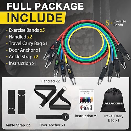 Miniatura 2 de Resistance Bands Resistance Band Set Workout Bands Exercise Bands for Men and Women Exercise Bands with Door Anchor Handles Legs Ankle Straps for