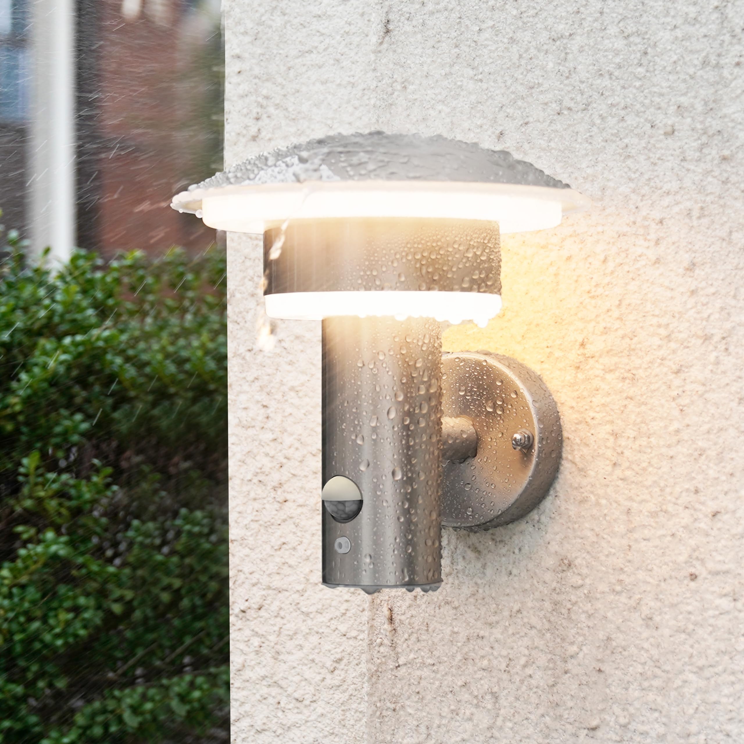 NBHANYUAN Lighting® Outdoor LED Wall Light with Motion Sensor,4 Lighting Modes Outside Lights PIR SUS316 Stainless Steel Wall Lamp IP54 Waterproof 3000K Warm White for Porch 1000LM