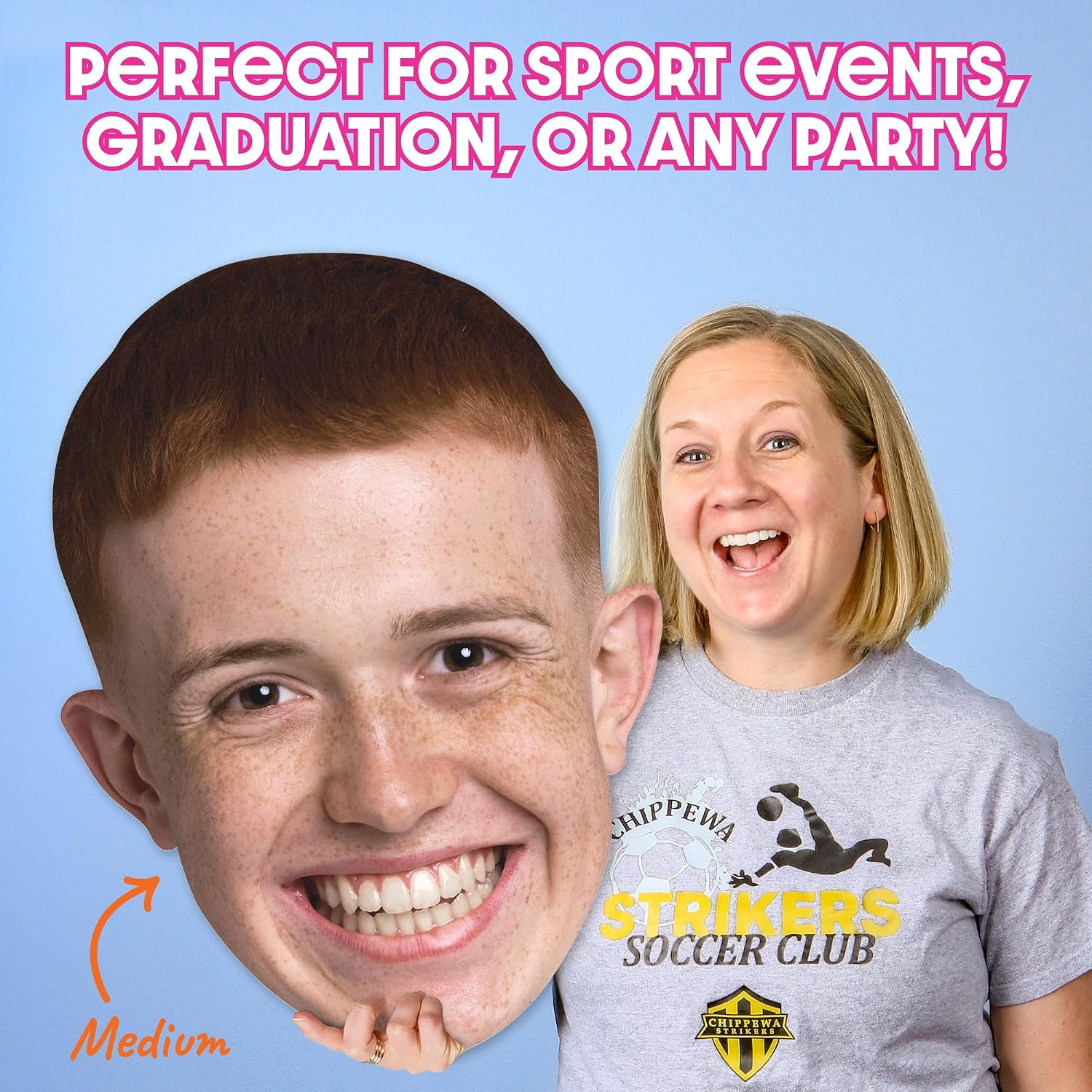 Big Dot of Happiness Custom Big Head Cutout, Personalized Photo Face Cut-Out, Plastic Oversized Head Sign Prop for Graduation, Senior Night, Sports, Bachelorette, Birthday Party (17.25" x 23.25")