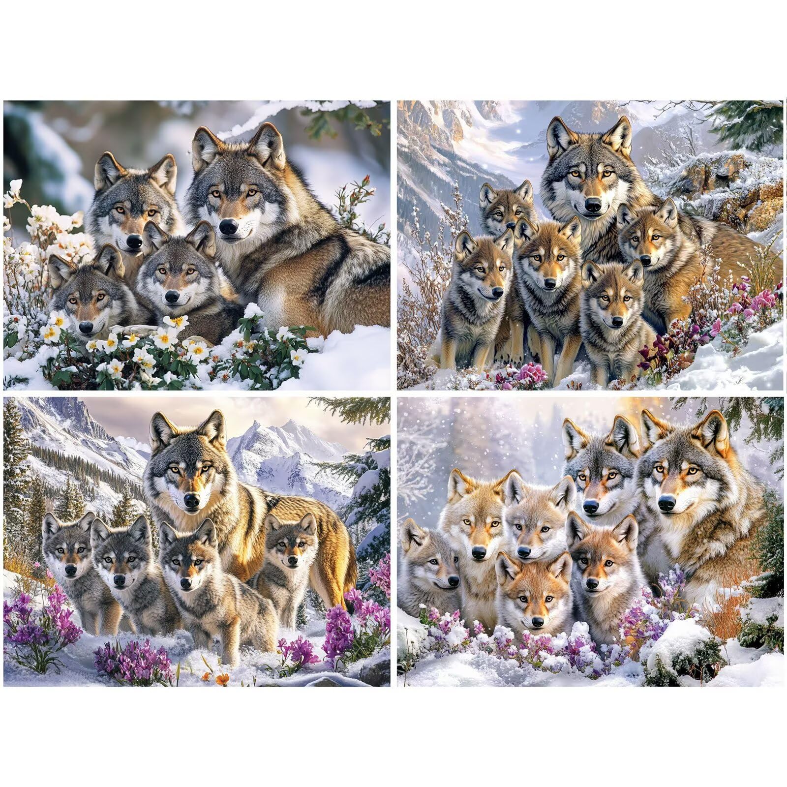Malarstwo diamentowe zima 80 x 60 cm kwadratowy obraz diamentowy 4 sztuki 2026 nowy DIY 5D zestaw do malowania diamentami z akcesoriami, prezenty świąteczne, dekoracje świąteczne i nowy rok i święty