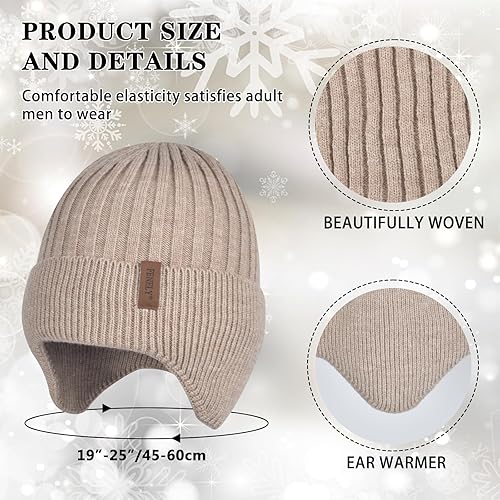 Miniatura 2 de Men Winter Beanie Hat Touchscreen Gloves Neck Warmer 3 in 1 Set with Fleece Lined