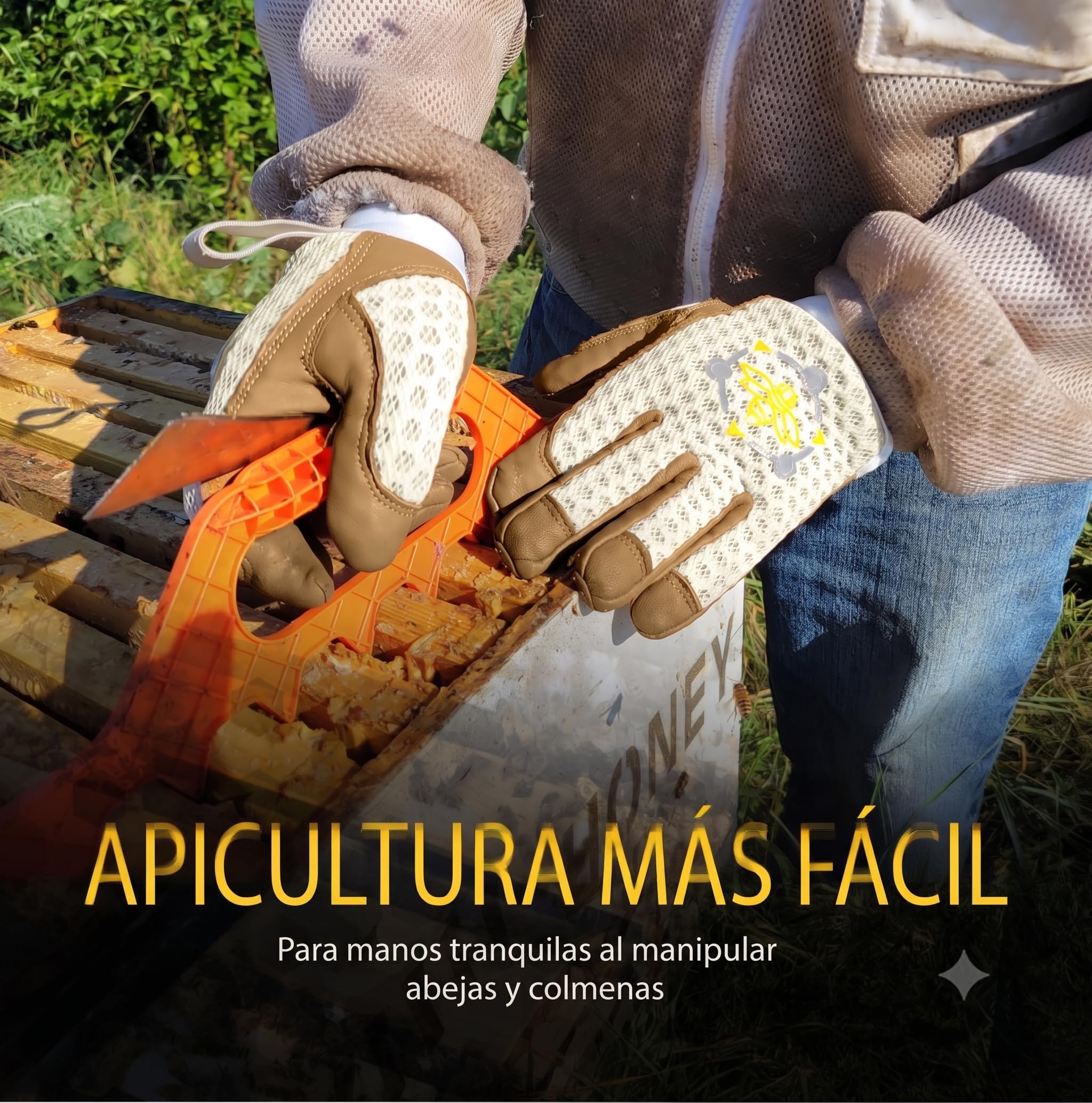 Guantes de Apicultura Cortos Piel de Cabra – Protección Pro Anti-Picaduras (M)