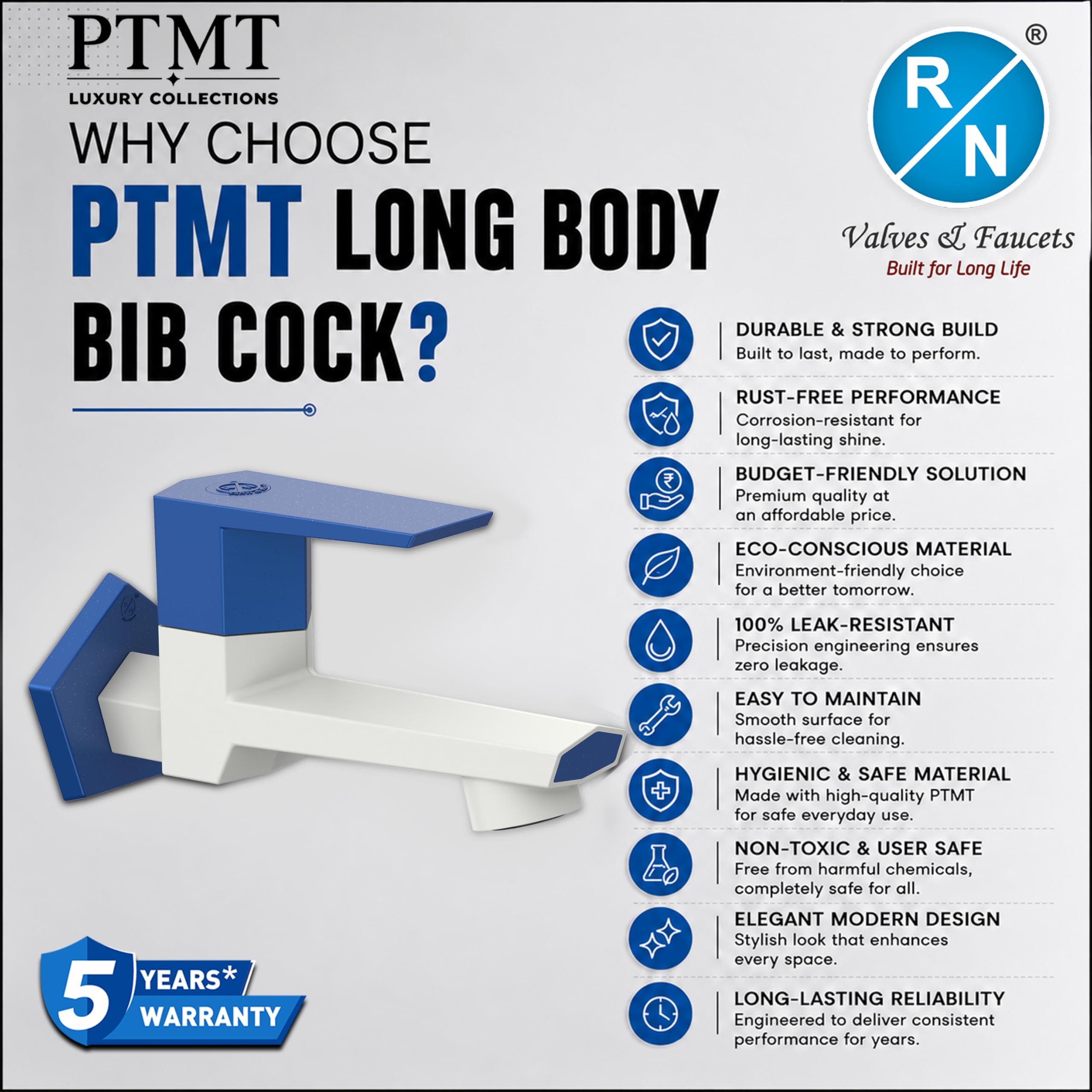 RN PTMT Bib Cock - Luxury Bathroom Faucet -4
