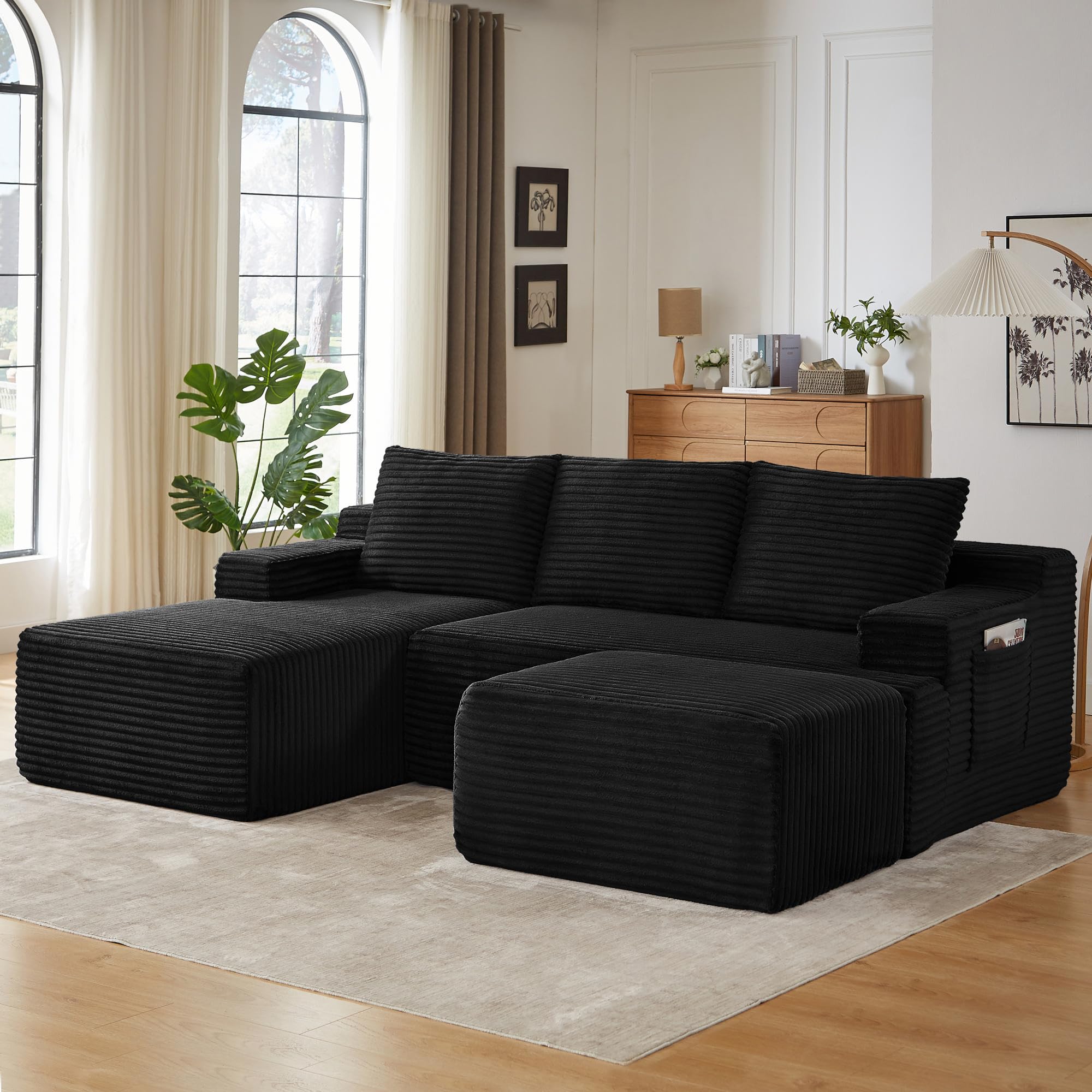 96" Sectional Couches for Living Room Cloud Couch Sofa with L-Shape Upholstered Boneless Couchs Modern Modular Sectional Couch with Chaise