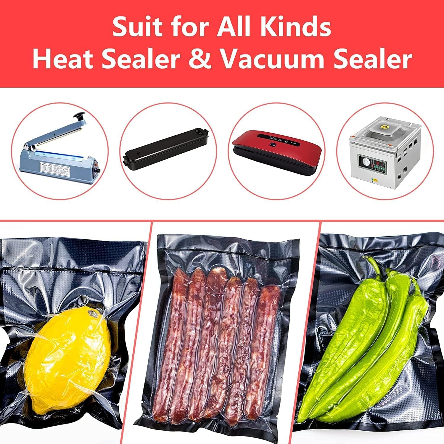 CANLENPK 2.7×4 Inch/7x10cm Mini Vacuum Sealer Bags,Small Precut Food Storage Bag,Seal Meal Snack Fruit Nut,Boil Steam Heat Freeze,Commercial Grade Heavy Duty Sealable Bags(100PCS,Black Back)