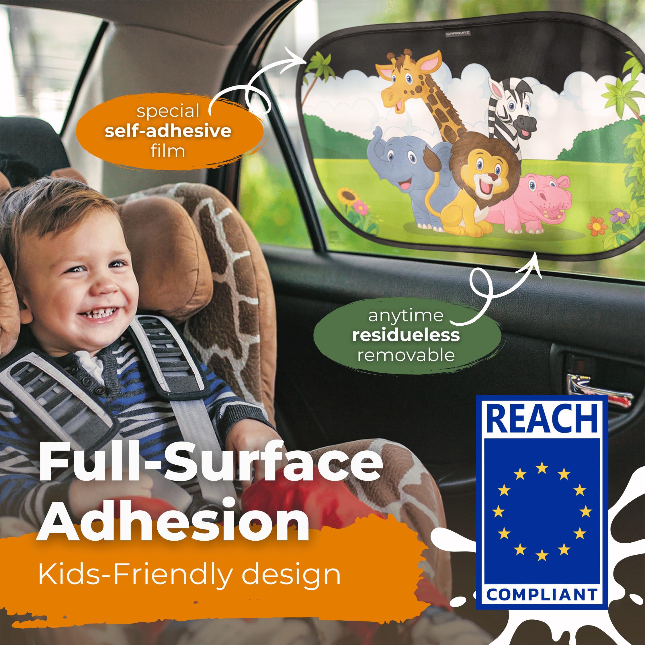 CARAMAZ Car Window Shade for Baby with Certified UV-Protection 2 Pack - 20"x12" — view 2