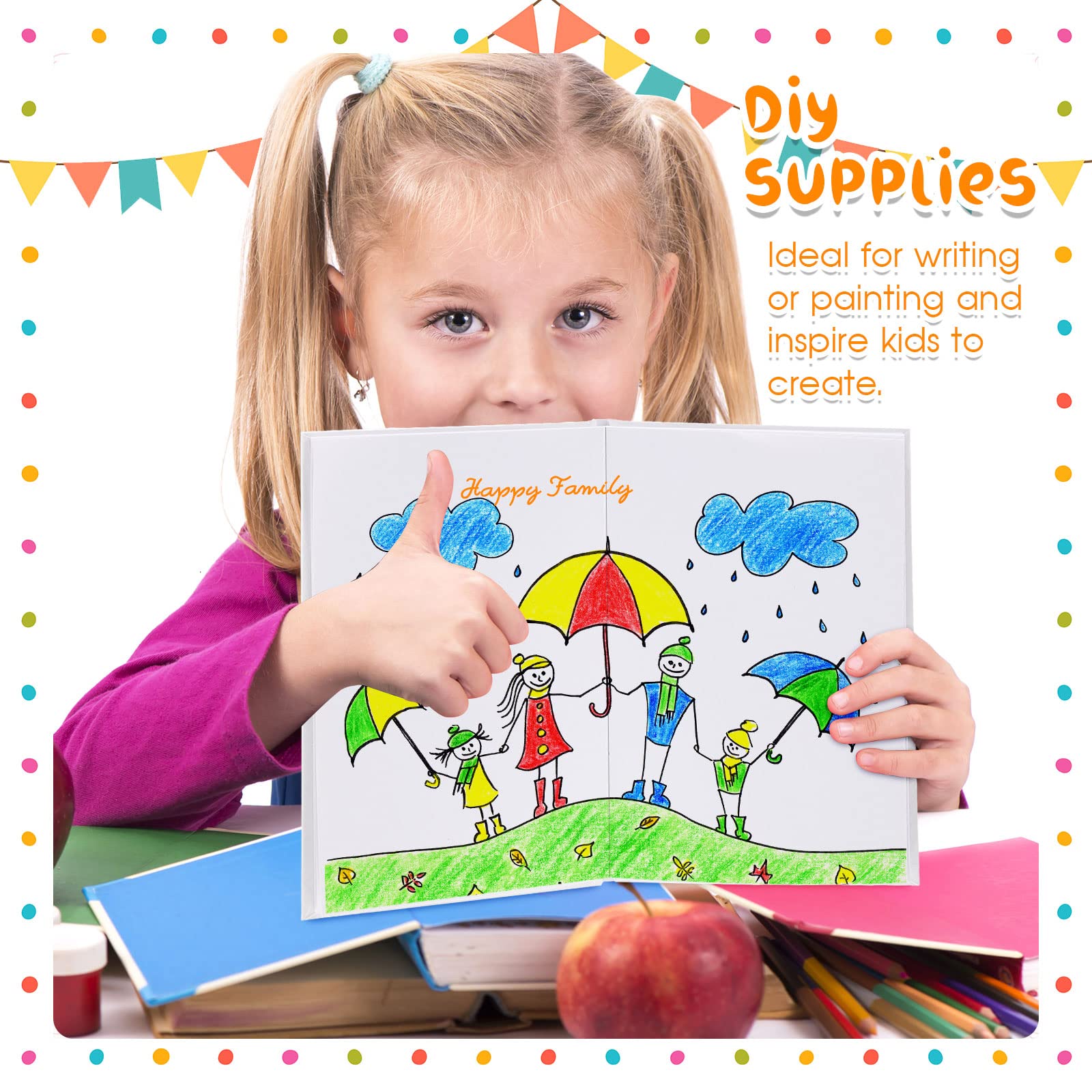Confezione da 10 libri vuoti per bambini da scrivere storie 17 x 20 cm senza righe libro con copertina rigida bianca copertina rigida libro vuoto per diari schizzi, scrittura e forniture artigianali