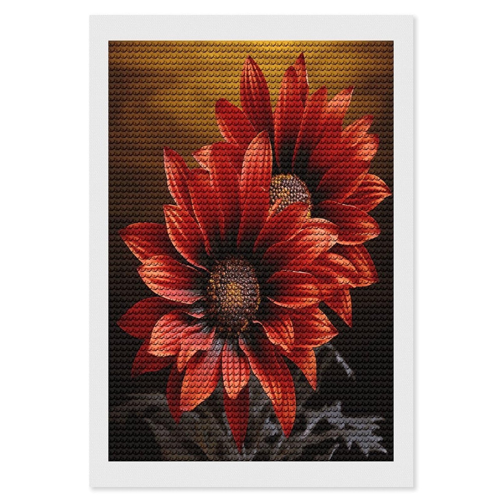 VstaDank Red Sunflower Diamond Painting Kits Exquisite DIY Full Round Drill Diamond Dots Painting for Adults Beginner Diamond Photo Paint with Diamond Picture Art Wall Decor 8"x12"