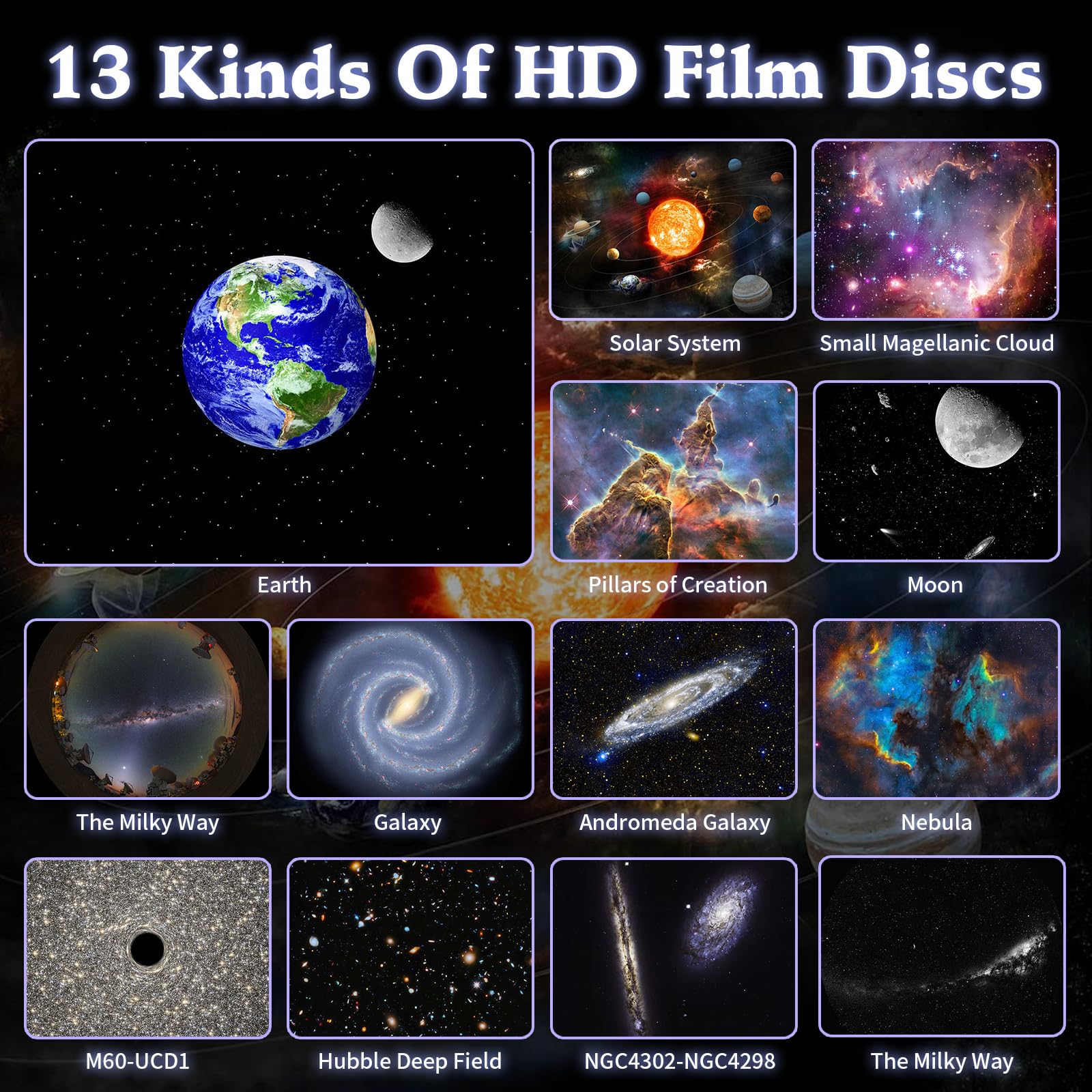 Generico Proiettore Galassia Lumeeza per Bambini, Proiettore Galassia Astronauta con 13 Dischi Film, Proiettore360 ° Planetario per, Luce 2 in 1 per Creare un Cielo Stellato (mix)