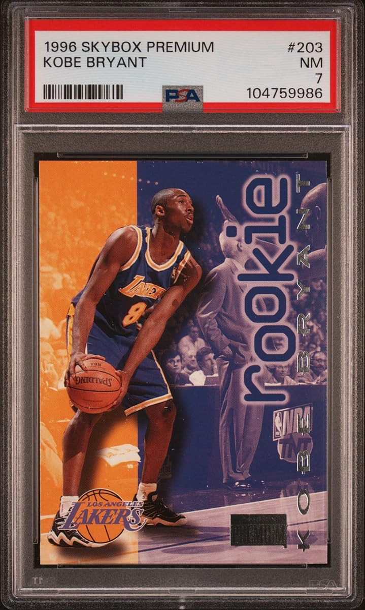 Kobe Bryant 1996 SkyBox Premium Rookie Card #203 Graded PSA 7 Cert 104759986 Los Angeles Lakers NBA Legend Basketball Card