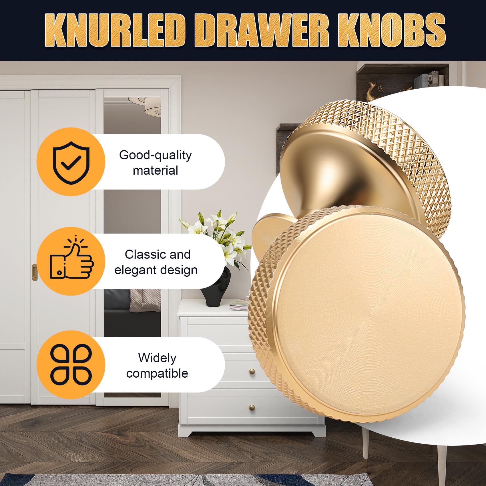 omolly 18 Pack Gold Cabinet Knobs with 36 Pcs Screws and Screwdriver, Aluminum Alloy Drawer Knobs - Image 4