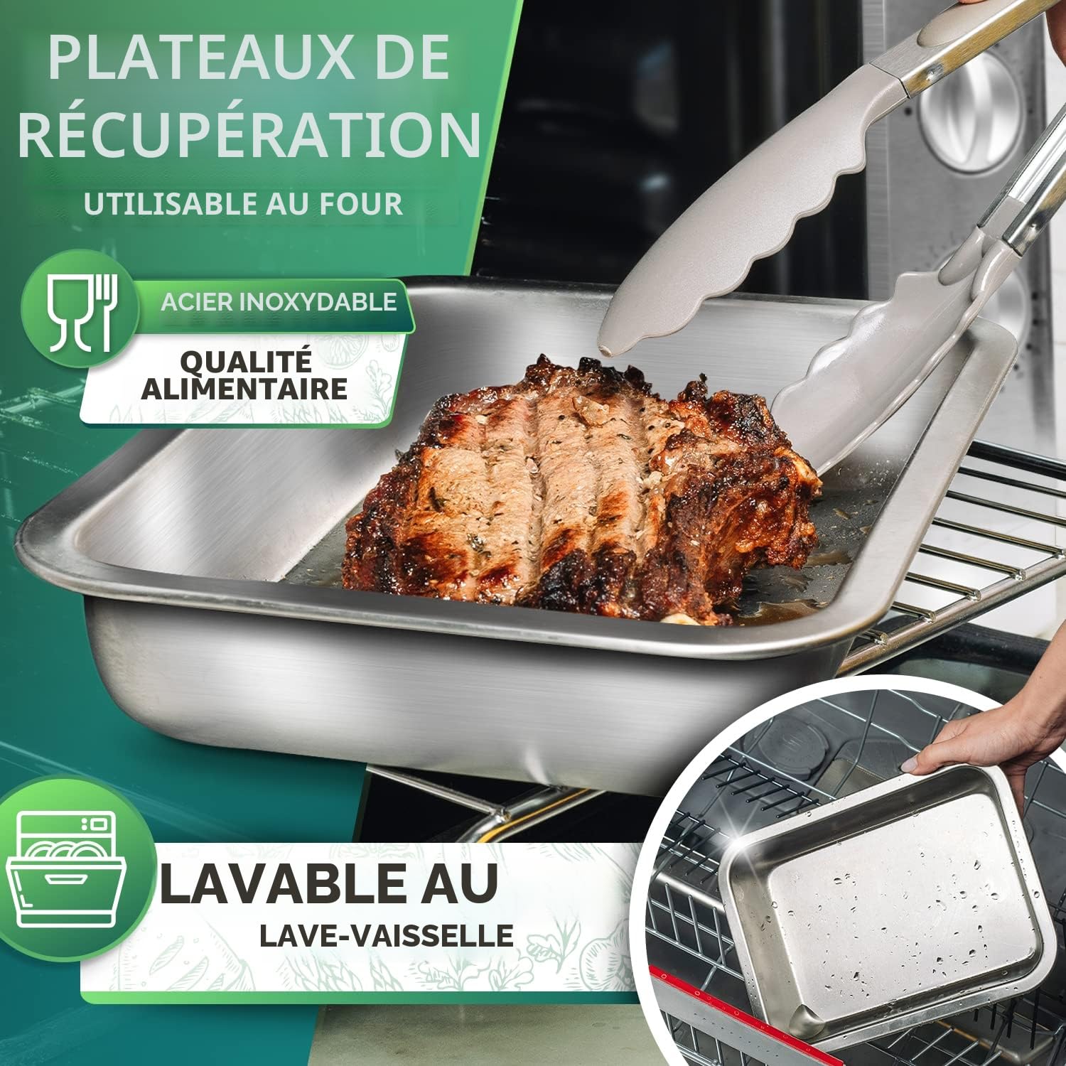 Loco Bird Planche a Decouper avec Bac Recuperateur – XXL Bambou 43x30cm 2 Bacs Inox – Grande Planche à Découper Bois – Rainures Jus – Pieds Antidérapants