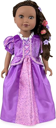 Little Adventures Rapunzel - Vestido de muñeca de princesa, muñeca no incluida, lavable a máquina, ropa de muñeca para jugar y fiesta sin purpurina