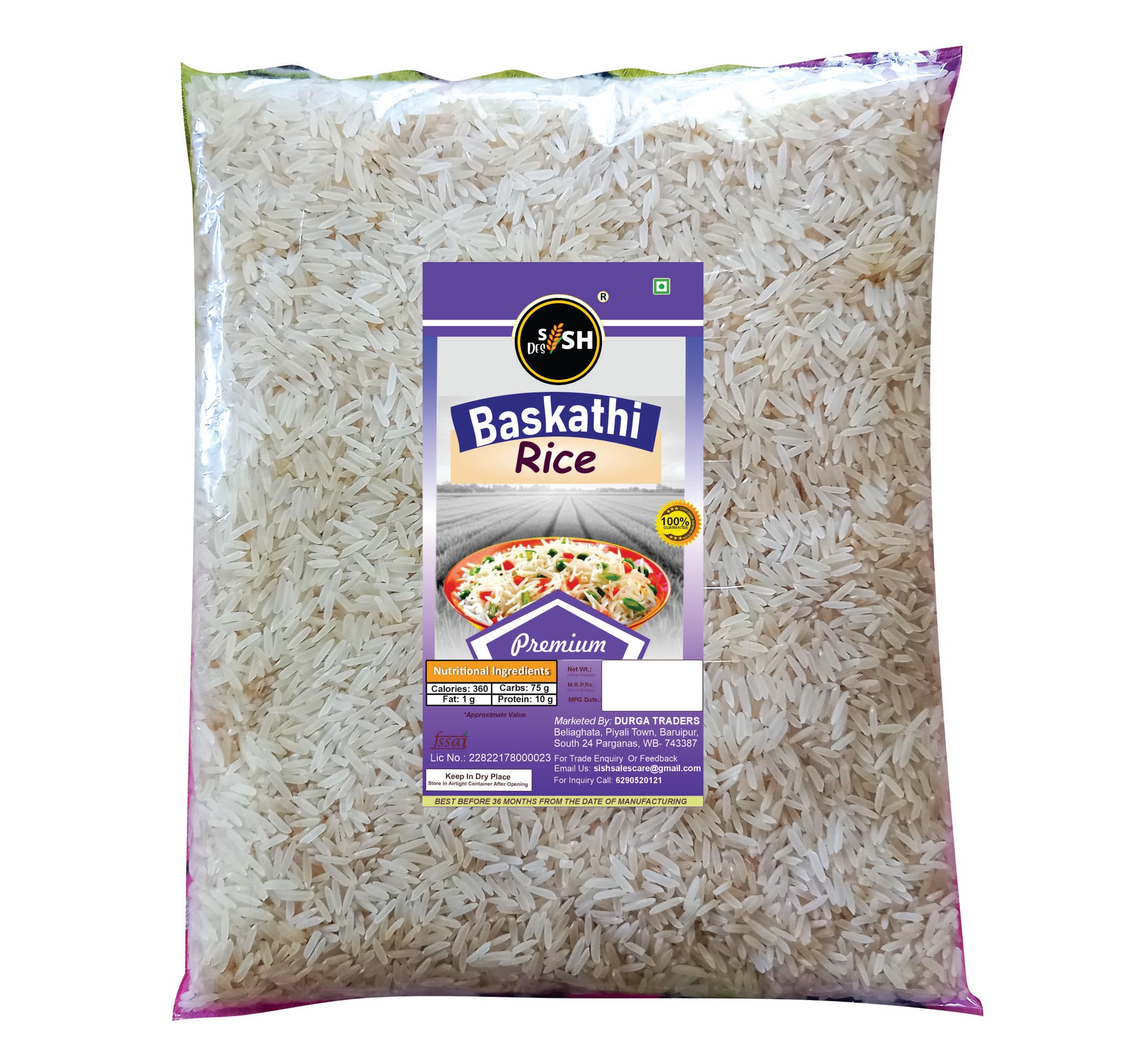Sish Desi Premium Long Grain Banskathi Rice (Unpolished) 20Kg: Your Everyday Meals & Biryani Essential | Gluten Free | Parboiled | Non-sticky | A Taste of West Bengal (B0DGL5376W) Amazon Price History, Amazon Price Tracker