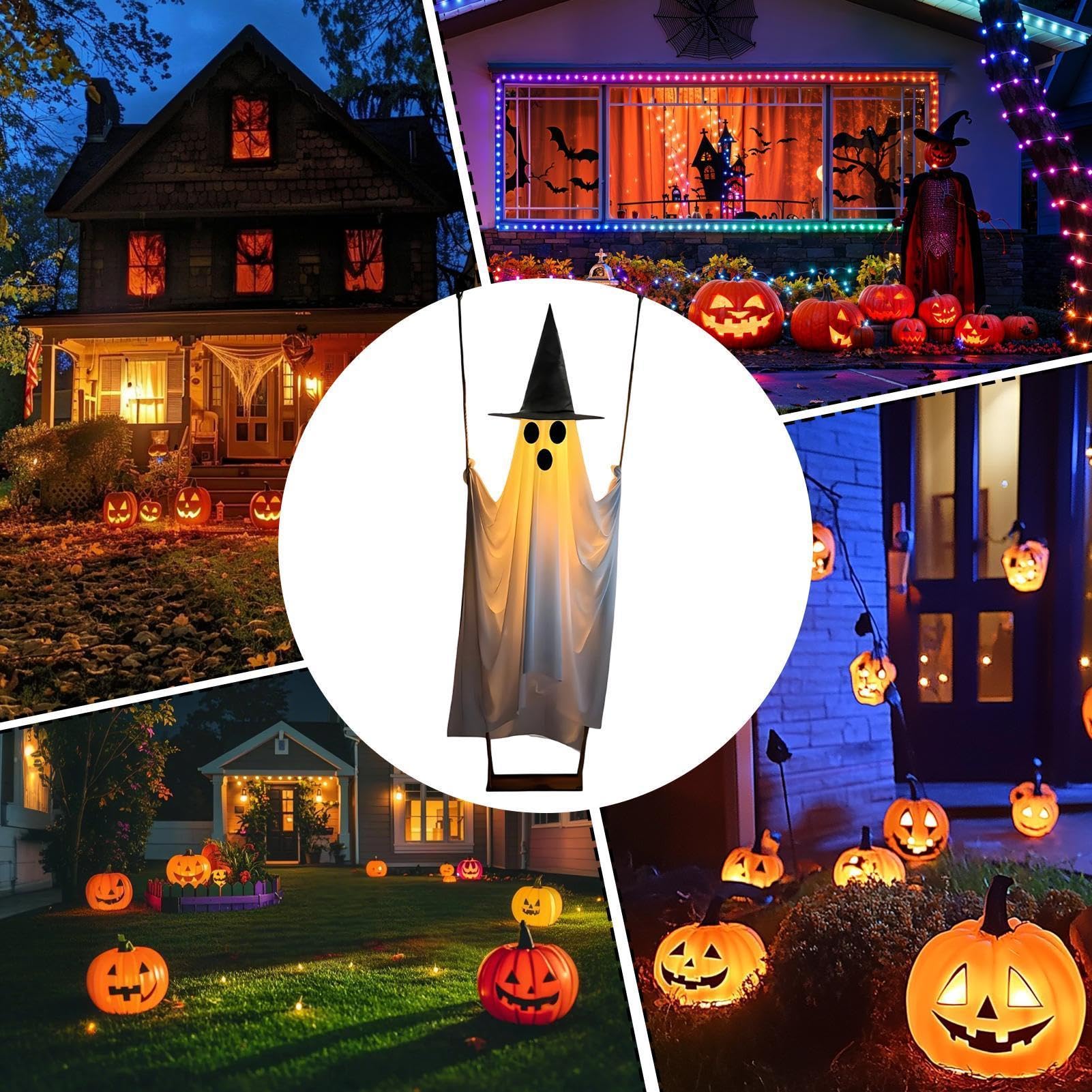 Fantasma Halloween Dondolo Altezza 1,8 m, LED, Telecomando, Impermeabile