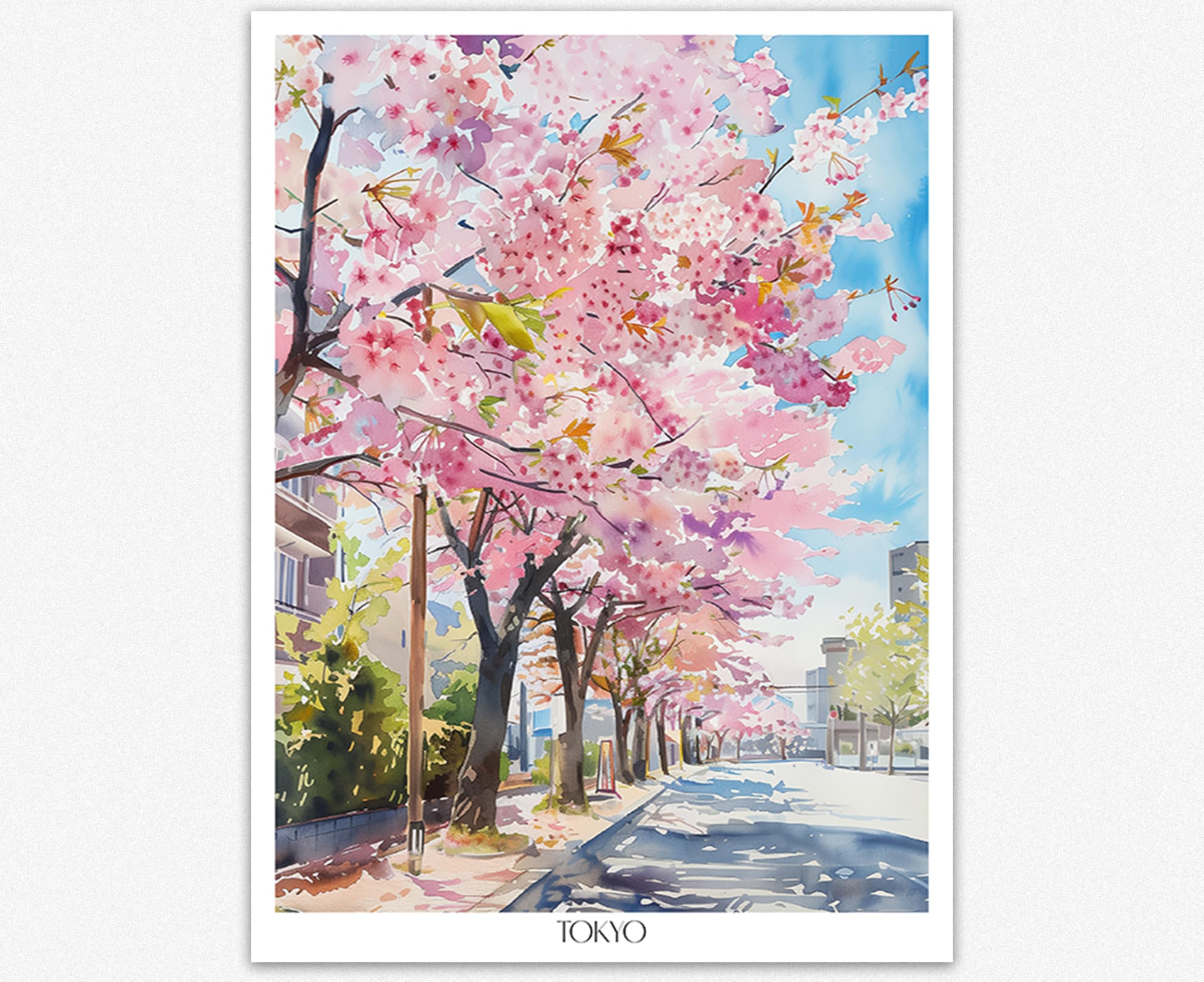 Paysage printanier tranquille Tokyo affiche murale zen