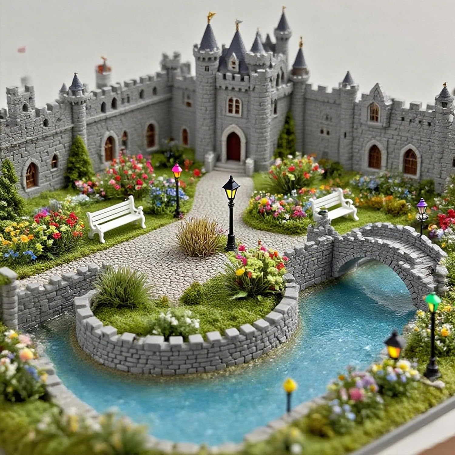 270 Pcs Static Grass & Miniature Flower Clusters Kit for Model Railway Scenery, Train Layouts, Diorama Bases, Wargaming and DIY Miniature Landscapes