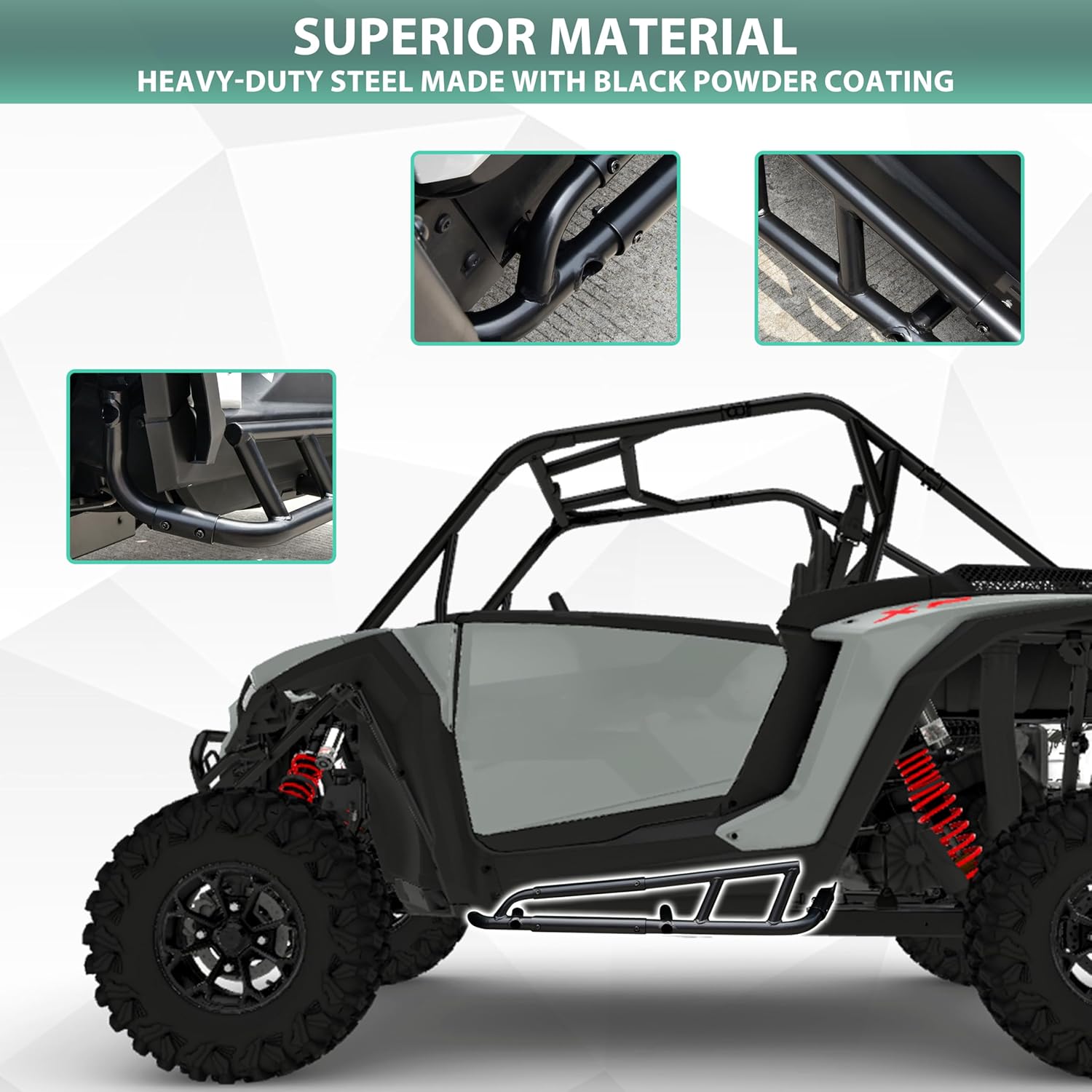 Nerf Bars Rock Sliders for RZR XP 1000 2024+, Heavy Duty Steel Black Tree Kickers Side Steps Combined Side Bumper Guard for Polaris RZR XP 1000 2024 2025 2 Doors Accessories, Left & Right