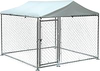 Vista 7 de Perrera grande para exteriores, jaula resistente para perros, casa para mascotas, valla de acero galvanizado, corralito para perros y cachorros