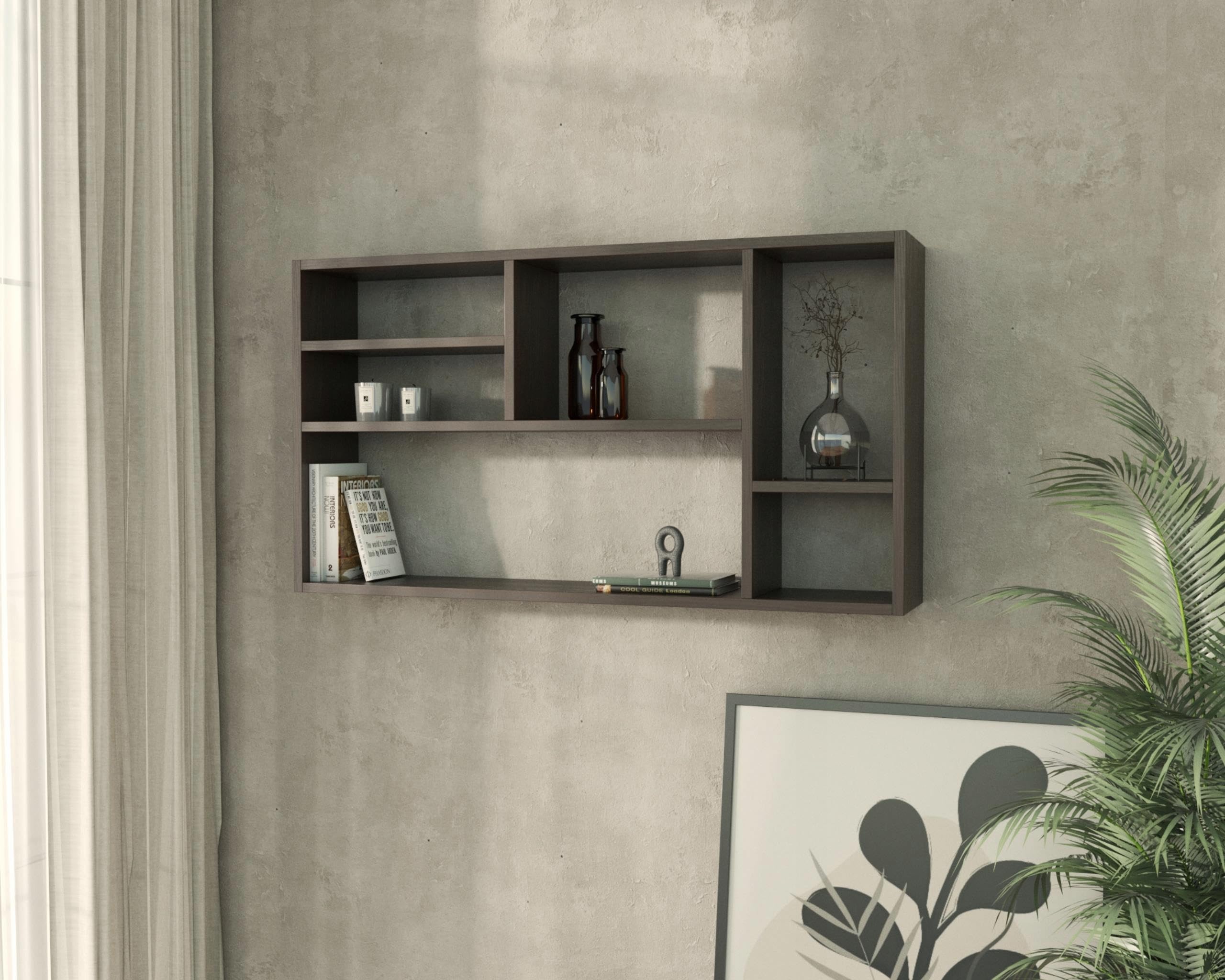 MATKAM Wandregal Milano für Bücher und Dekorationen, Stilvolles Hängeregal für Ihr Zuhause (Wenge)
