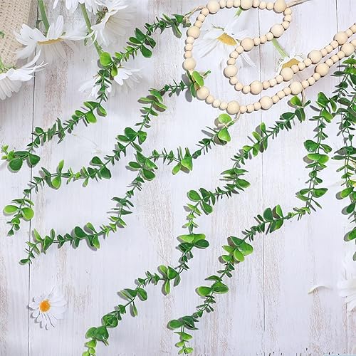 Miniatura 7 de Decoración de pared de eucalipto artificial, exhibición de fotos de eucalipto colgante con 20 clips, decoración de pared bohemia para baño,