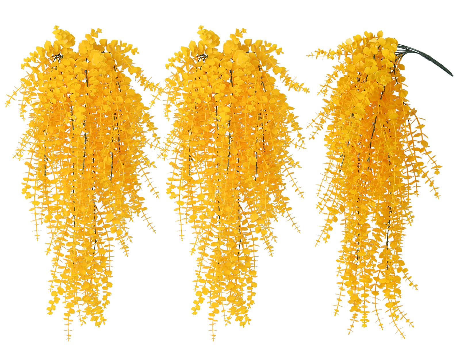 RECUTMS 3Pcs Fake Eucalyptus Vines Hanging Plants Yellow Fall Decor
