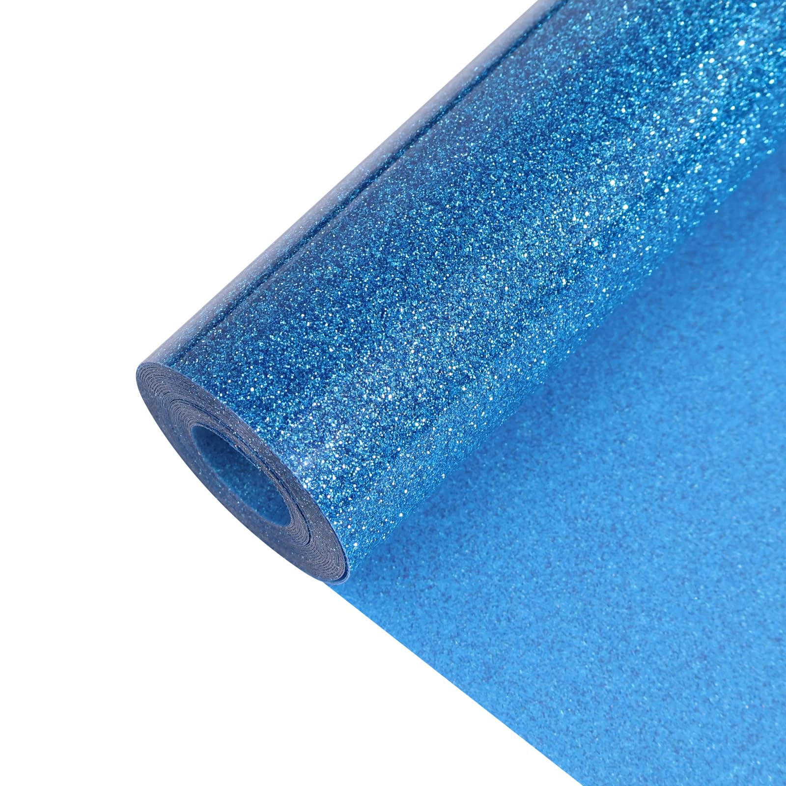 Sky Blue Glitter Heat Transfer Vinyl 12" x 15 ft HTV for Shirts, Glitter HTV for All Cutter Machine - Easy to Cut &amp; Weed for Heat Vinyl Design (Sky Blue)