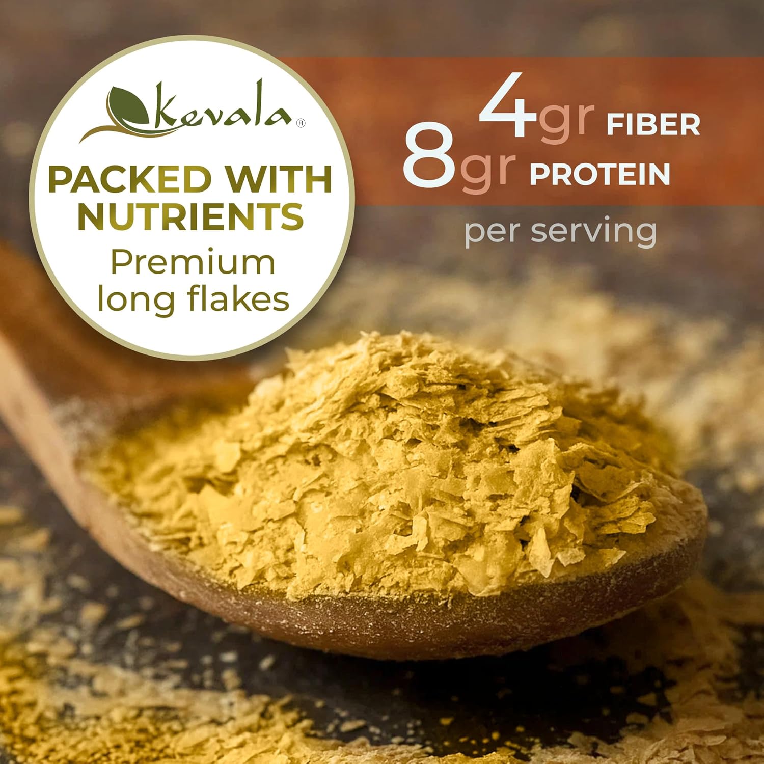 Kevala - Nutritional Yeast Delicious Vegan Seasoning - Low Sodium, Non-GMO, Gluten-Free, and Kosher - 14 Ounce